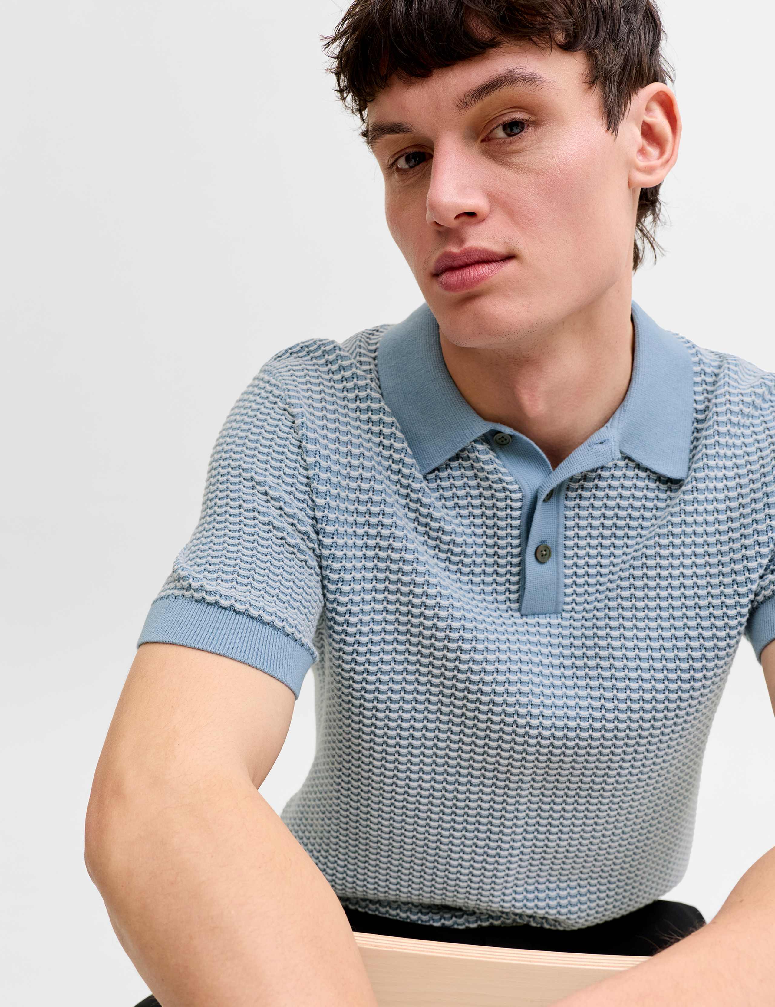 Pure Cotton Textured Knitted Polo Shirt 2 of 7