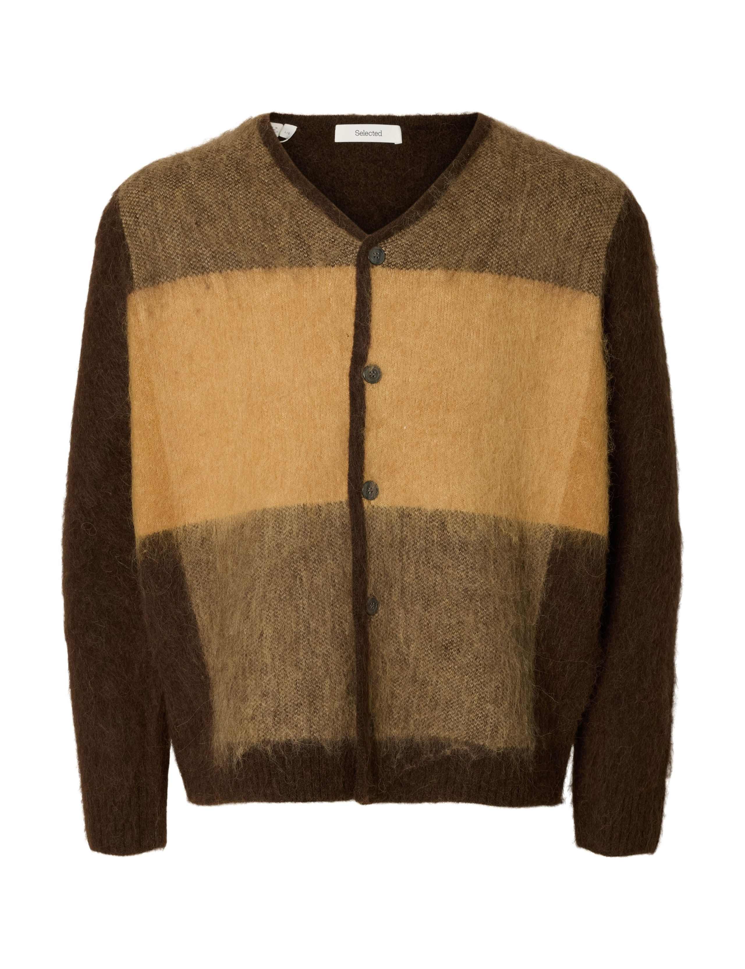 Brushed Colour Block Cardigan with Alpaca 1 of 1