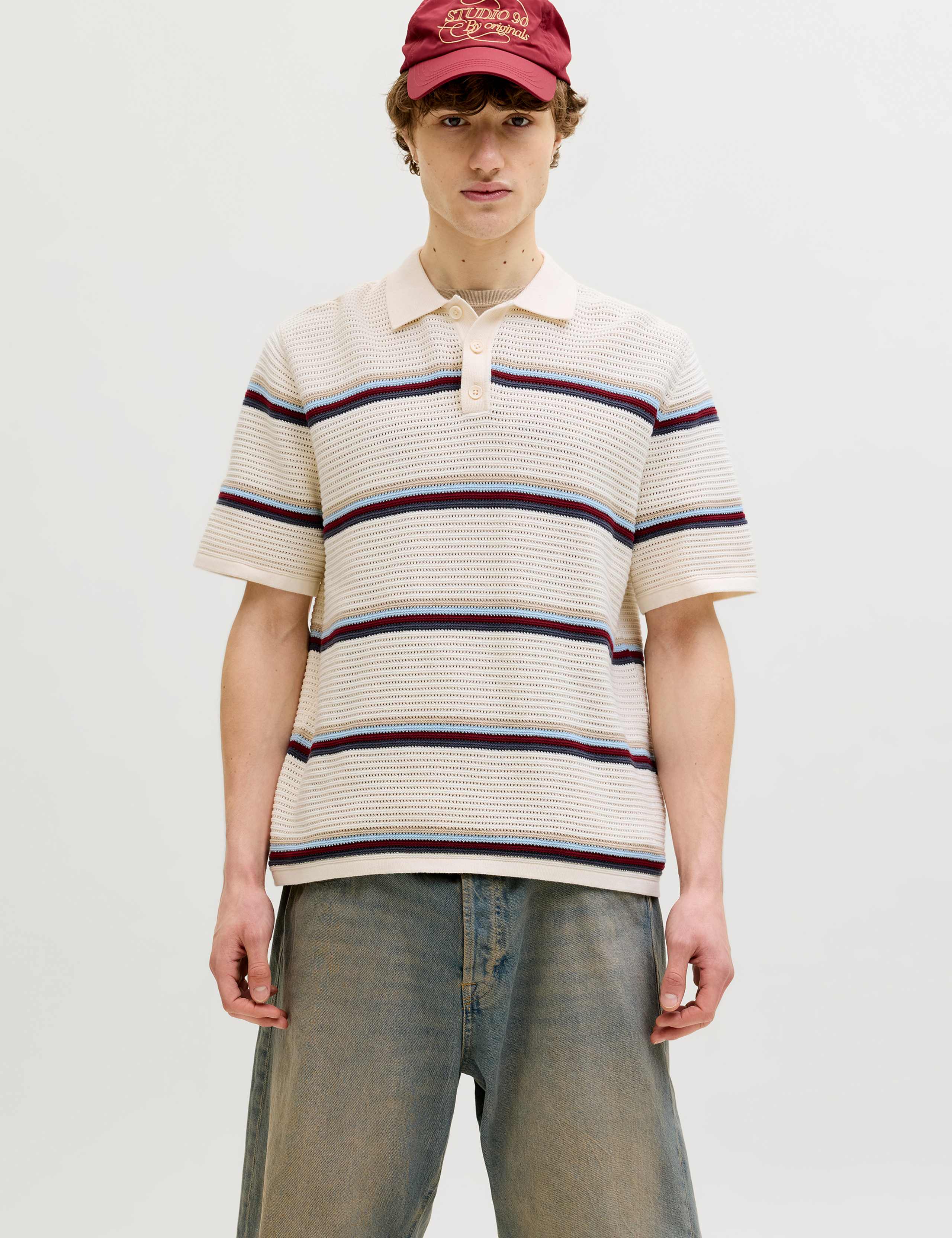 Pure Cotton Striped Knitted Polo Shirt 1 of 2