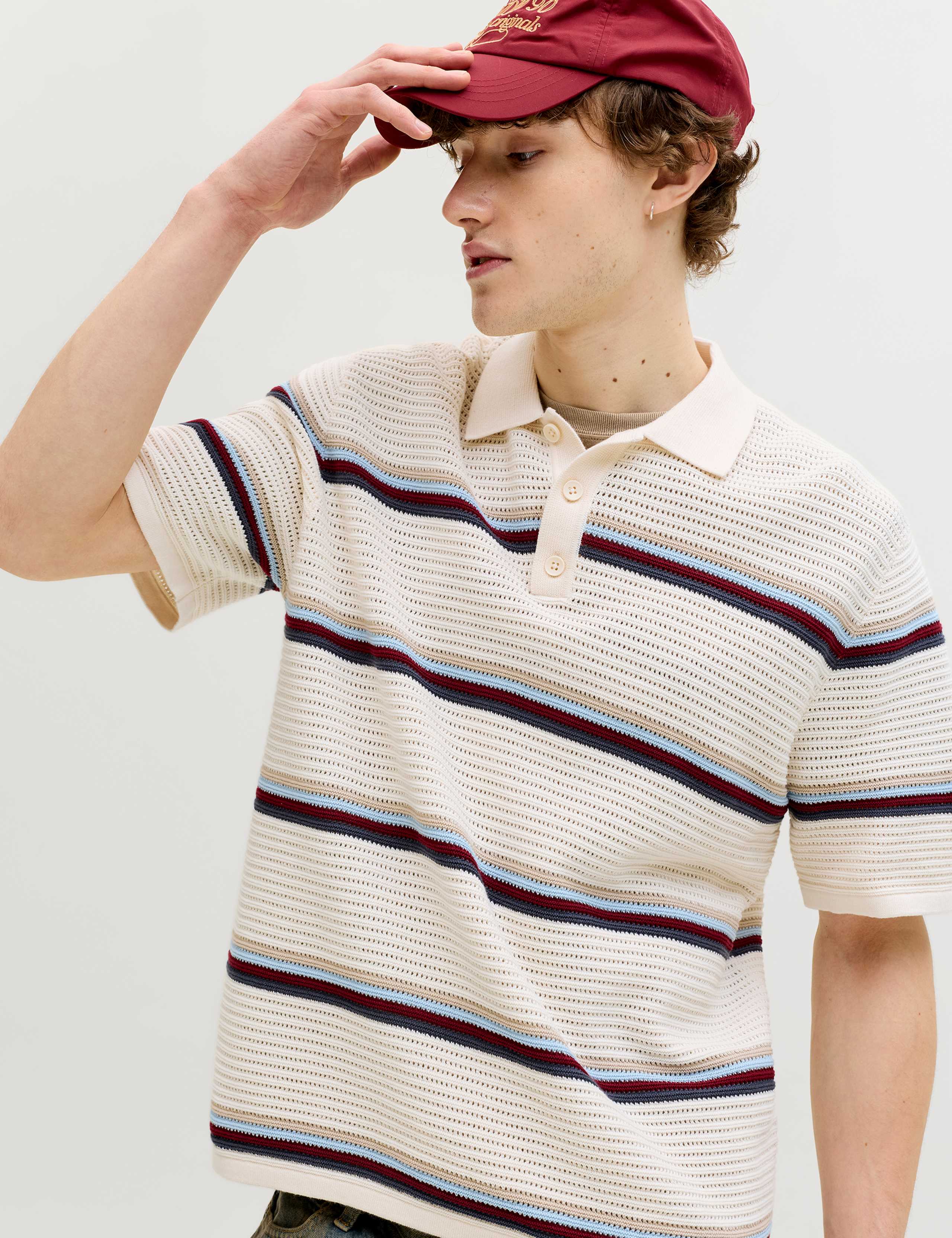 Pure Cotton Striped Knitted Polo Shirt 2 of 2