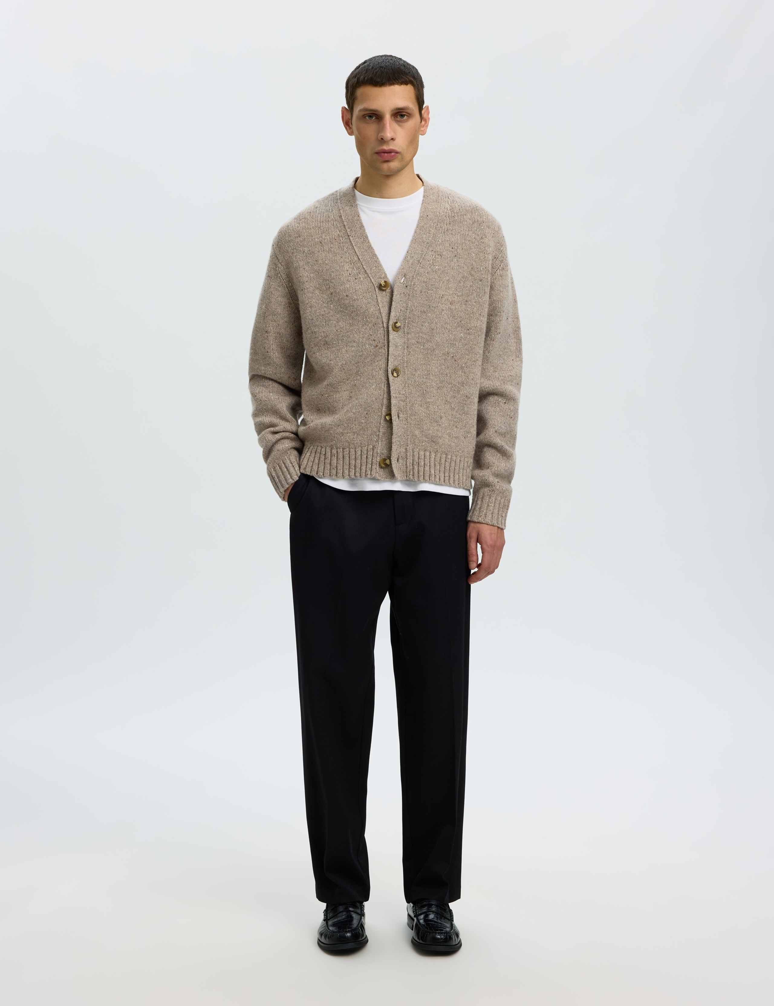 Wool Rich Textured V-Neck Cardigan 2 of 6