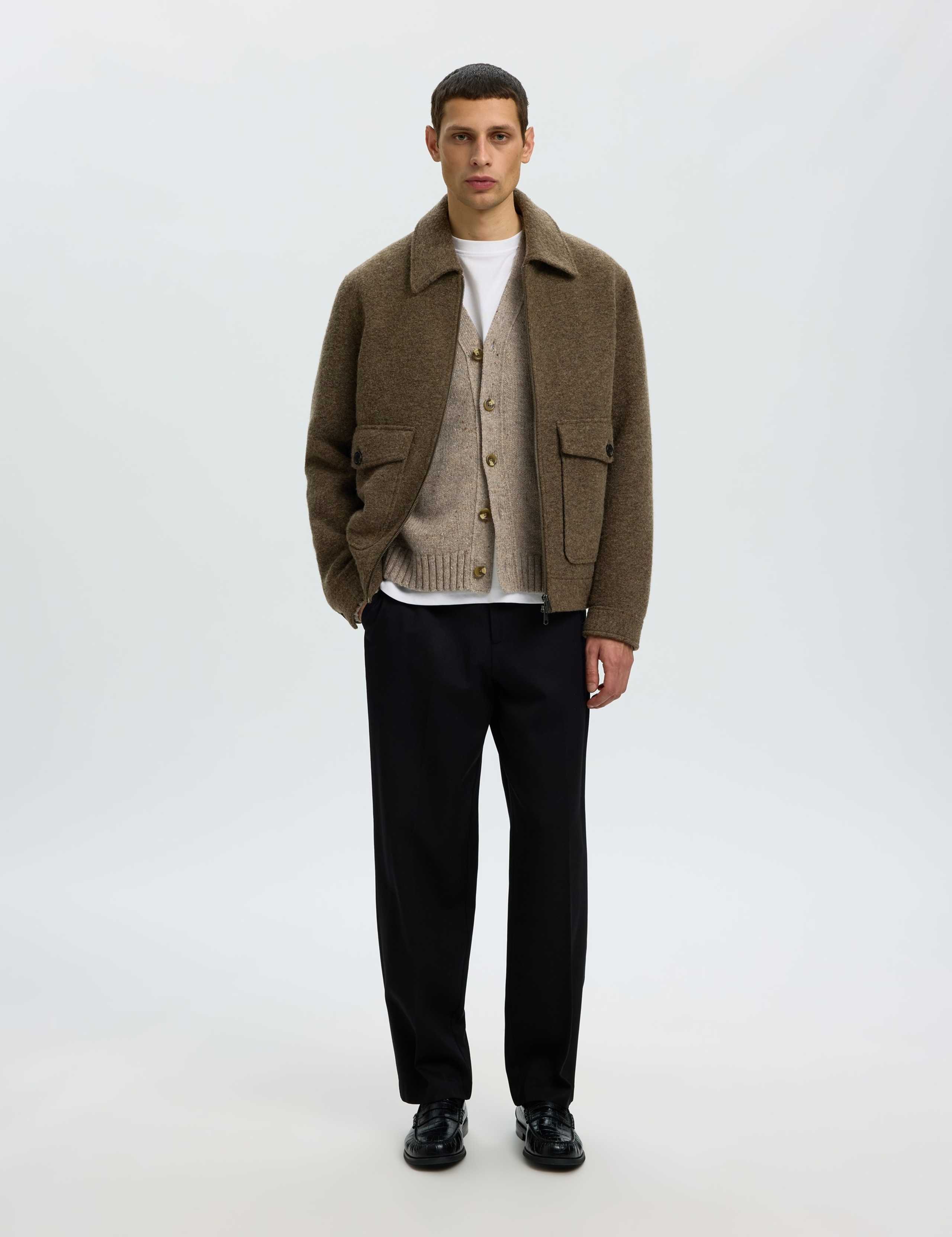 Wool Rich Textured V-Neck Cardigan 4 of 6