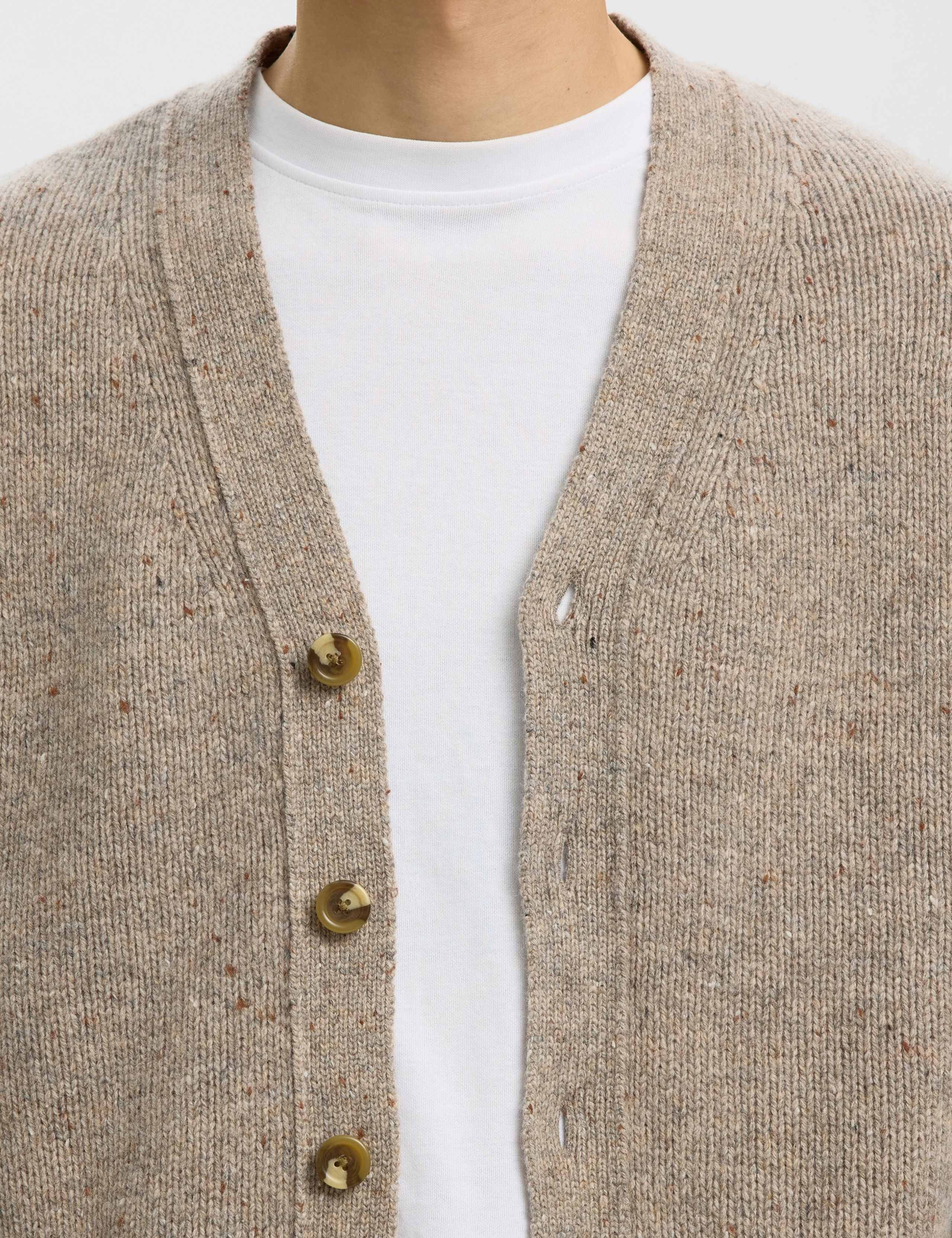 Wool Rich Textured V-Neck Cardigan 6 of 6
