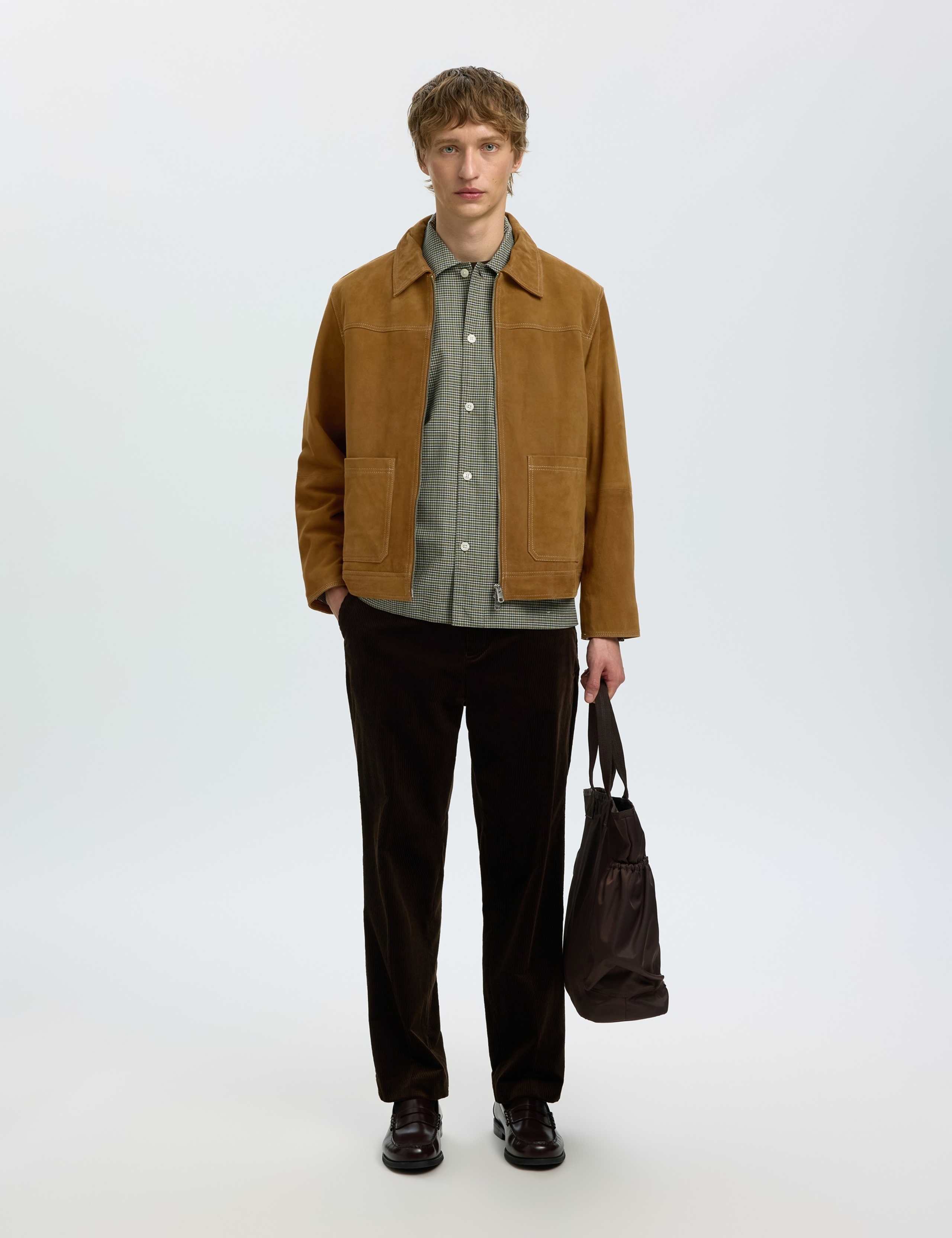 Suede Collared Zip Up Jacket 4 of 5