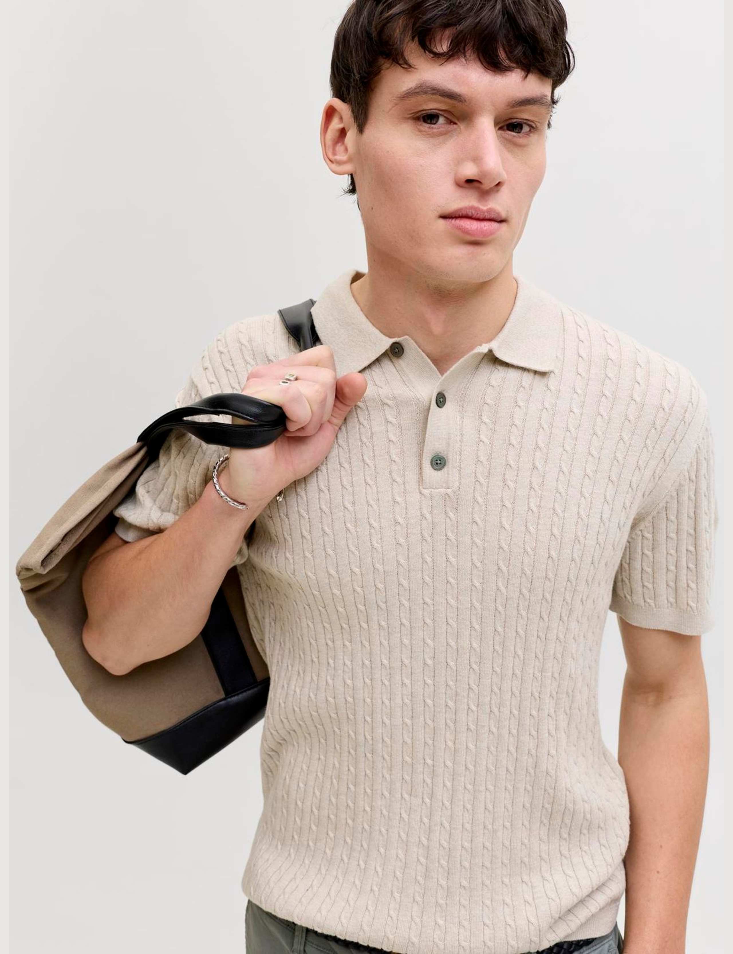 Pure Cotton Cable Knitted Polo Shirt 3 of 8