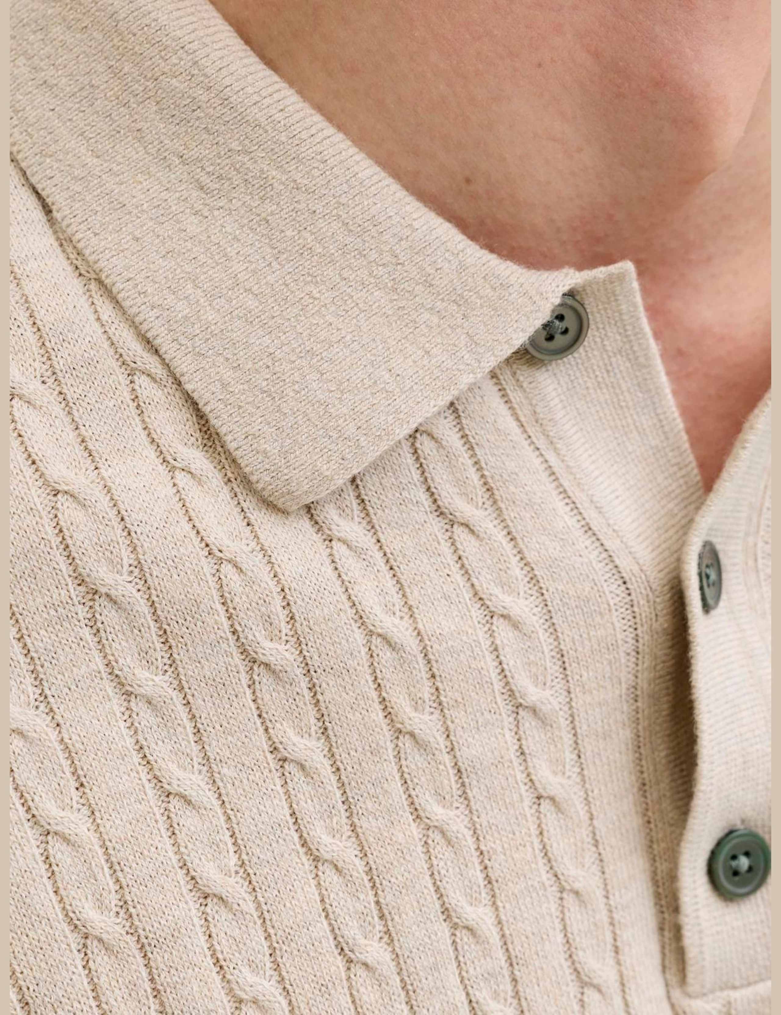 Pure Cotton Cable Knitted Polo Shirt 4 of 8