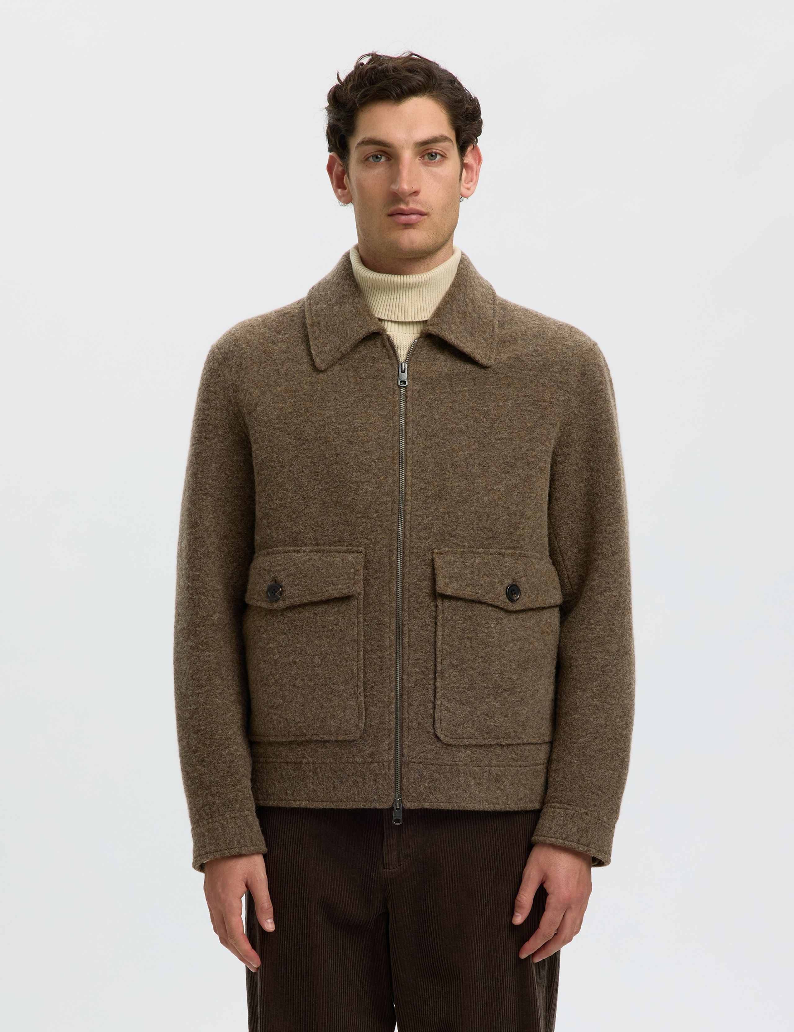 Wool Blend Harrington Jacket 1 of 6