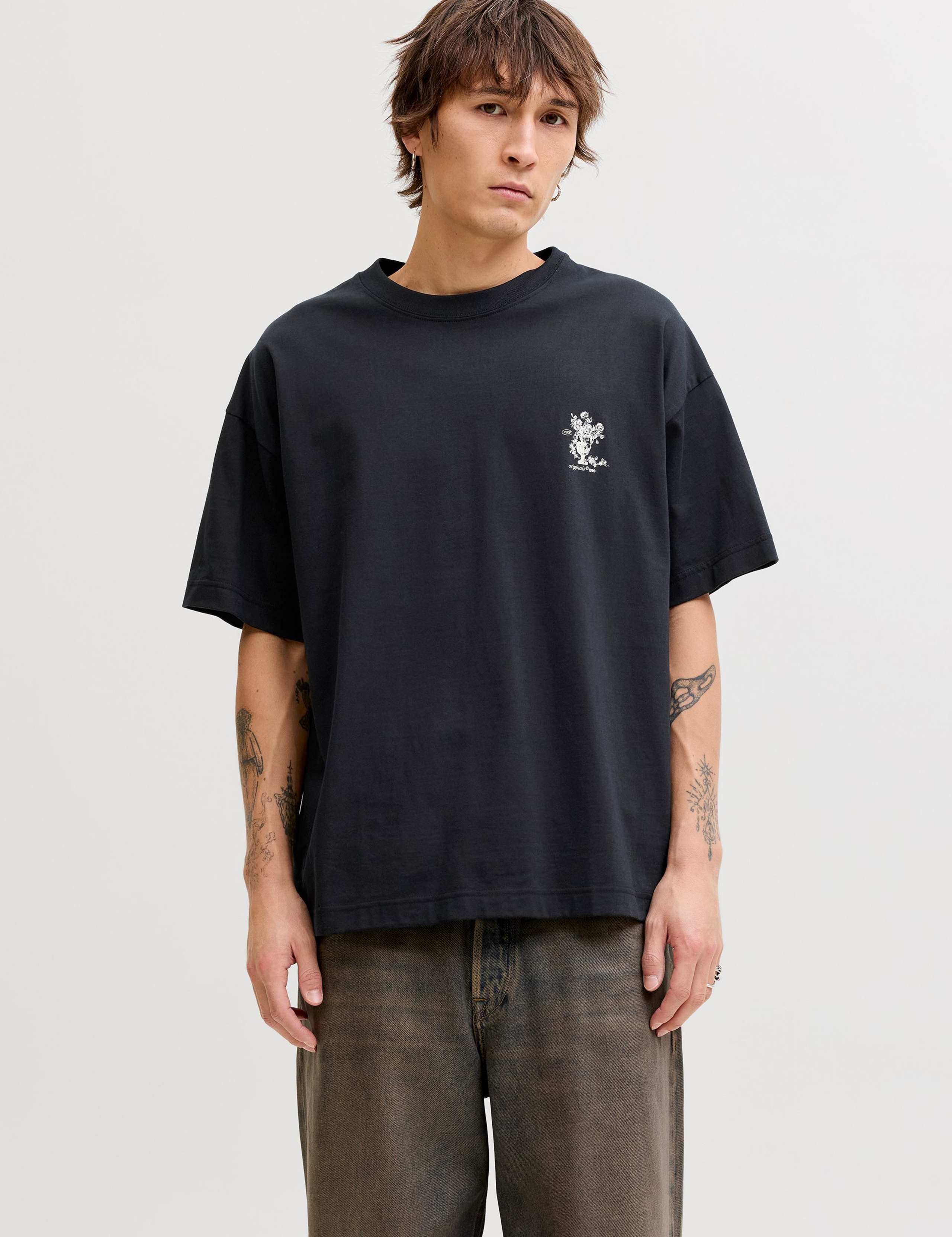 Pure Cotton Flower Graphic T-Shirt 1 of 8