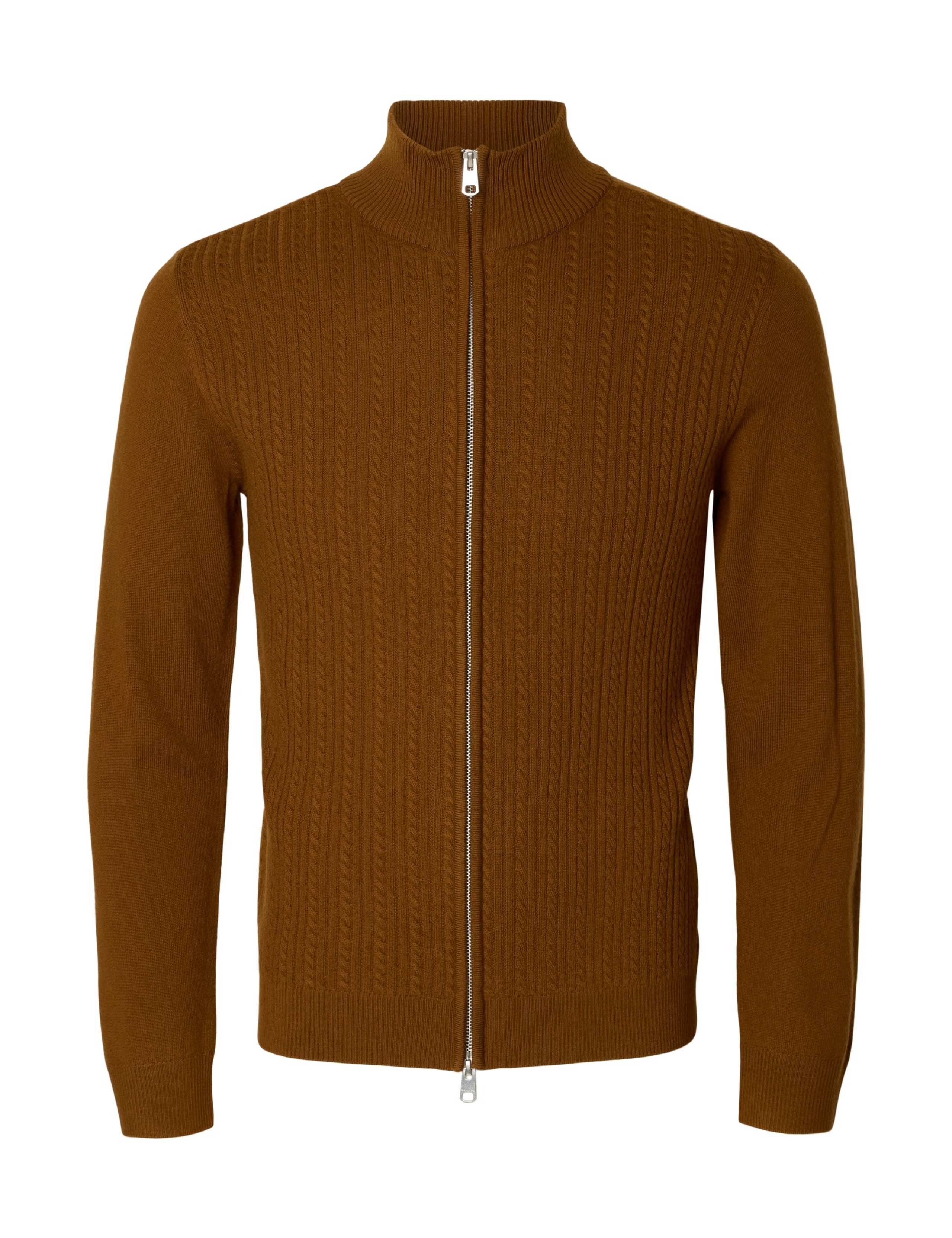 Pure Merino Wool Cable Zip Up Cardigan 1 of 1