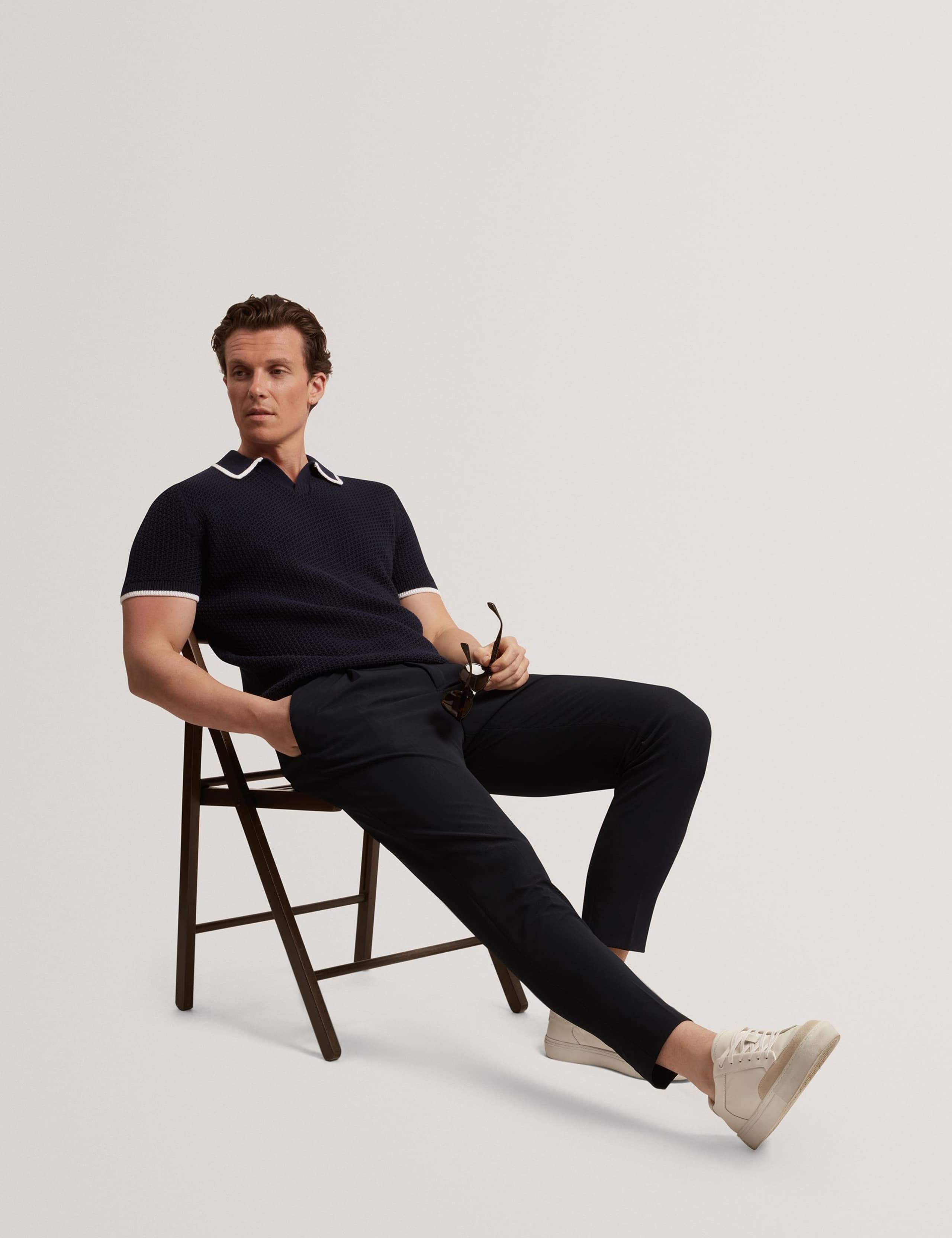 Tapered Fit Waffle Knit Trousers 3 of 8
