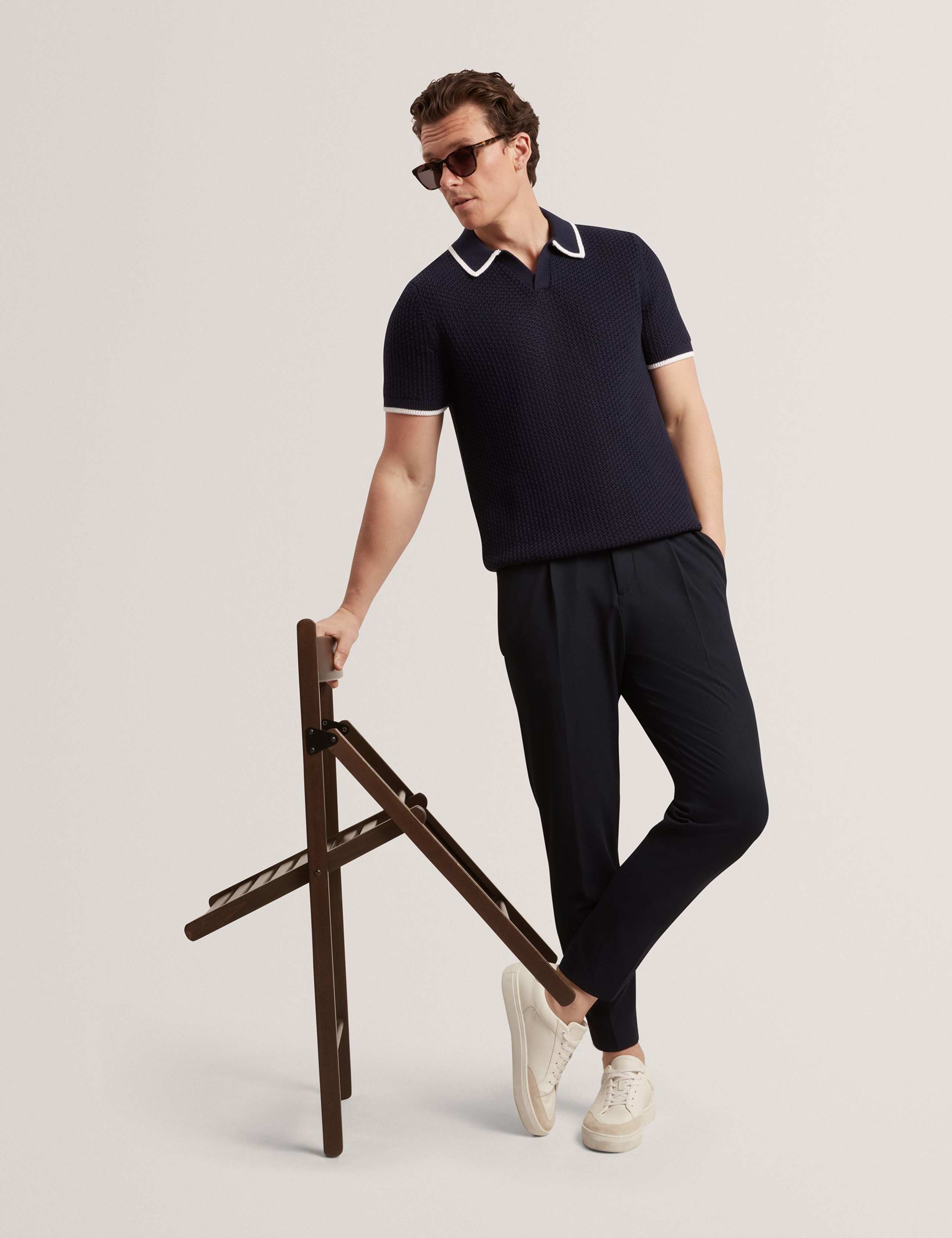 Tapered Fit Waffle Knit Trousers 7 of 8