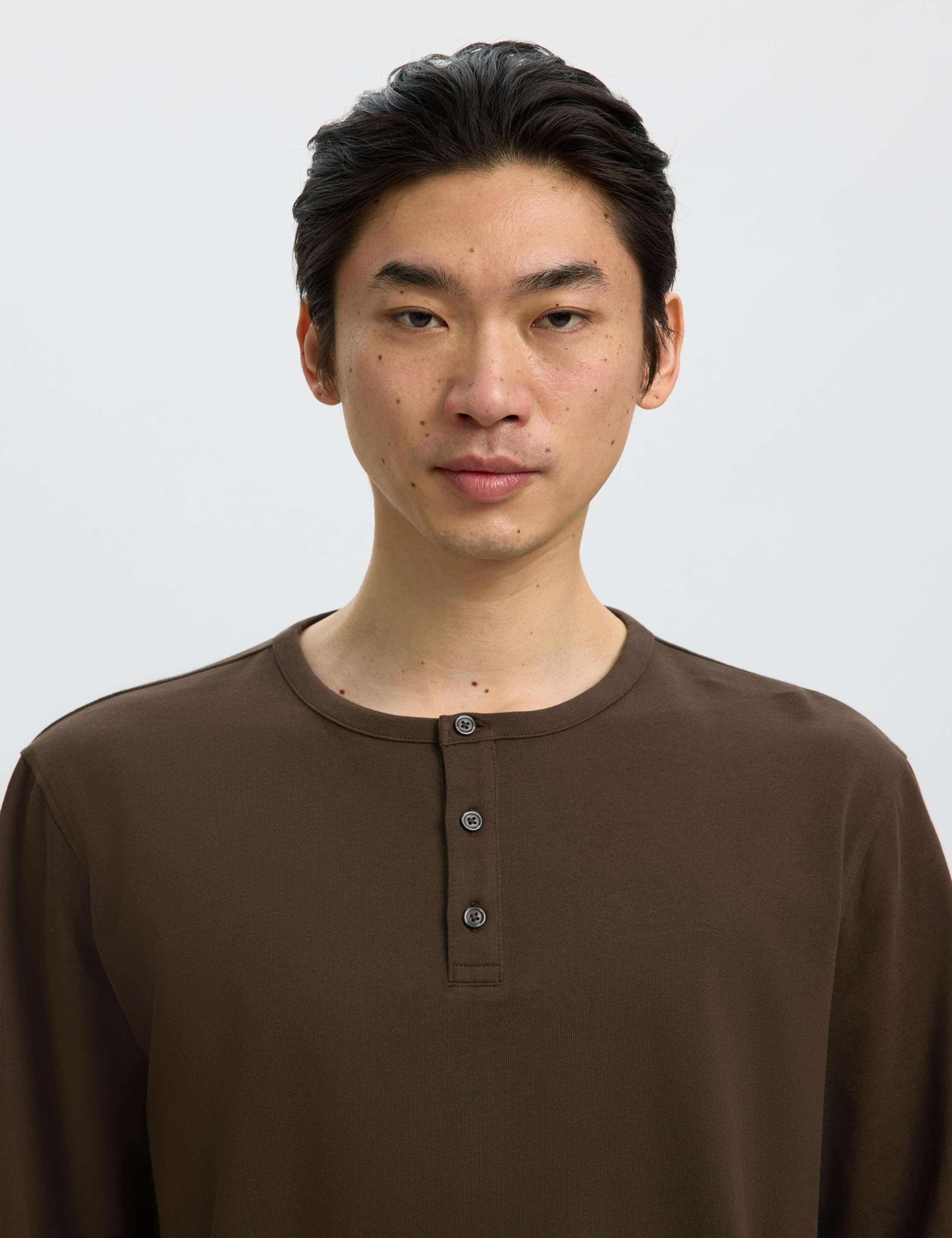 Pure Cotton Jersey Henley Long Sleeve T-Shirt 4 of 5
