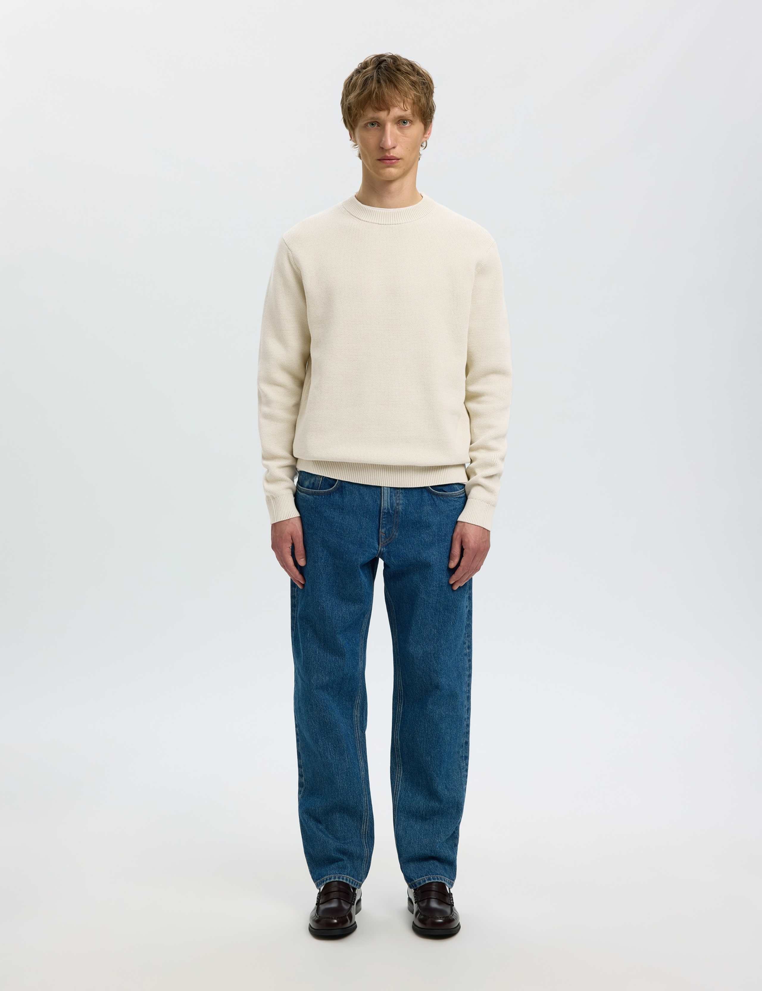 Pure Cotton Textured Crew Neck Jumper 2 of 6