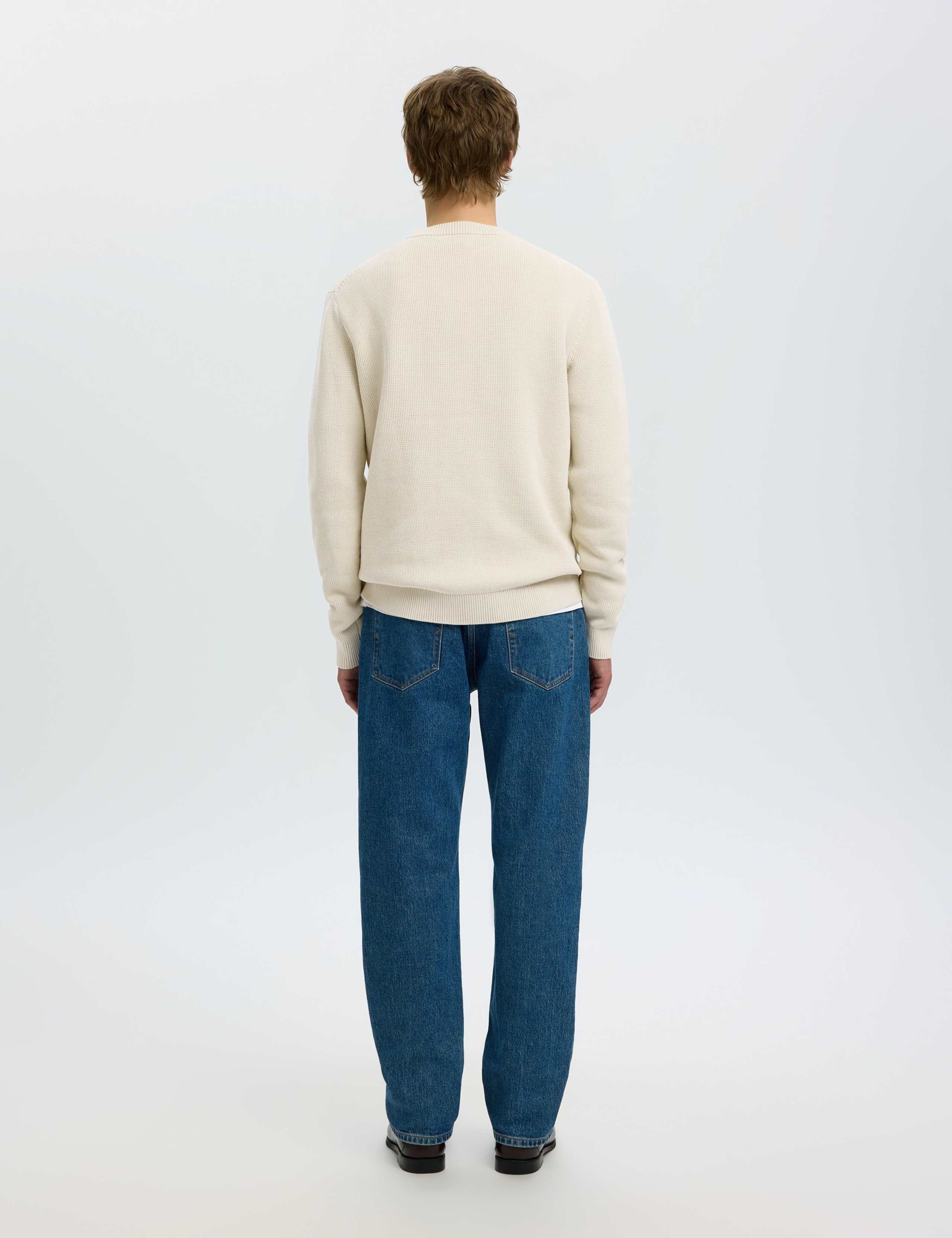 Pure Cotton Textured Crew Neck Jumper 3 of 6