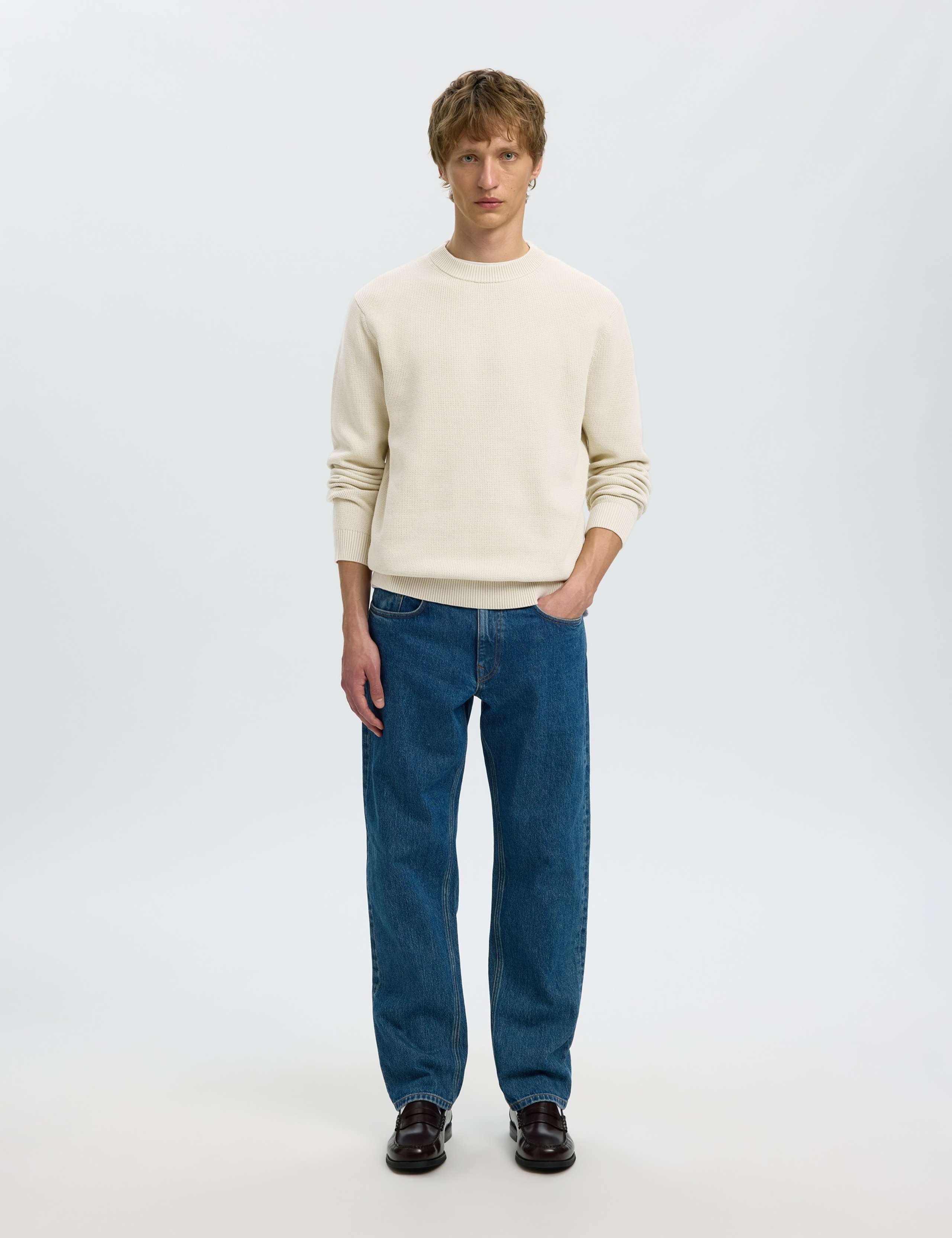 Pure Cotton Textured Crew Neck Jumper 5 of 6