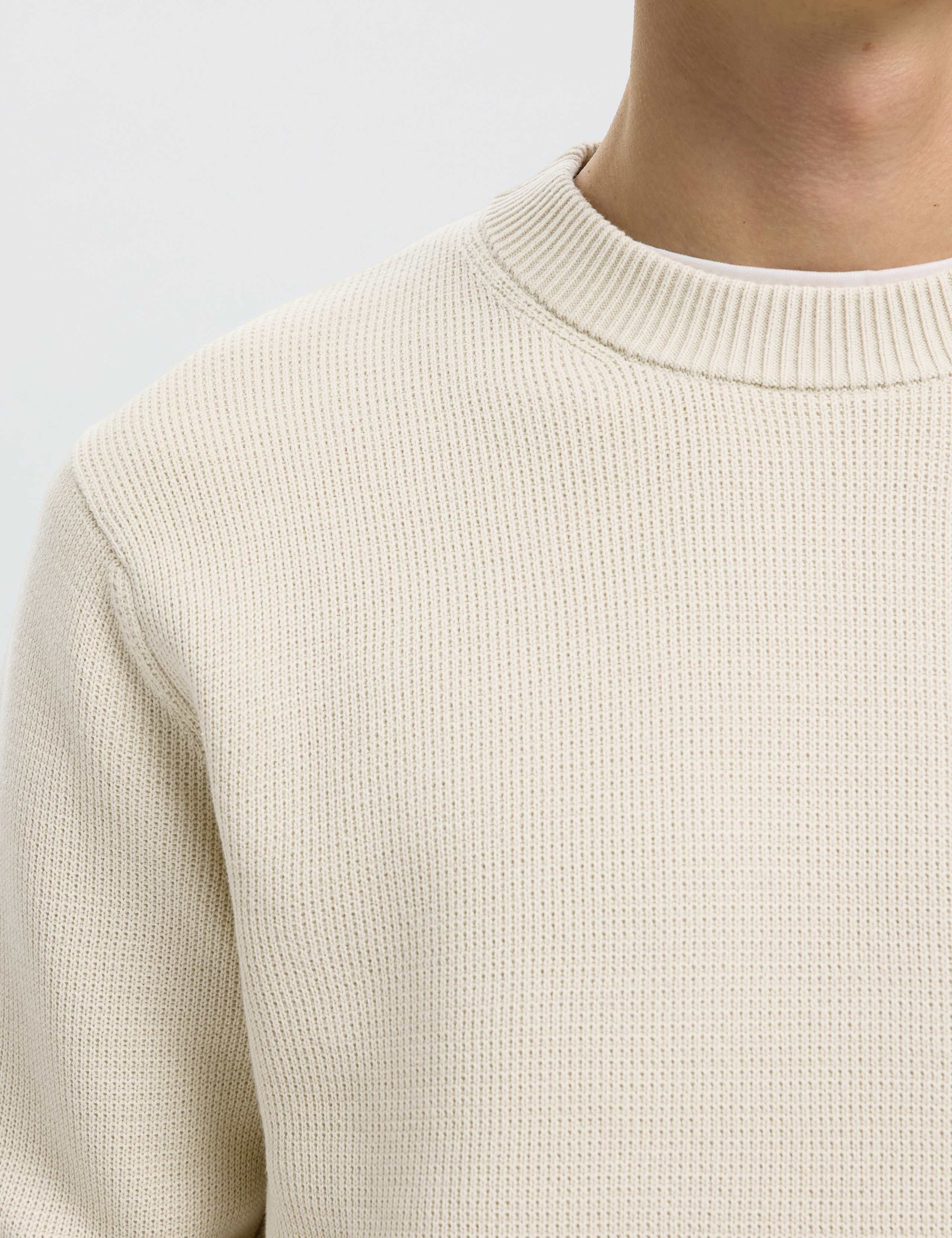 Pure Cotton Textured Crew Neck Jumper 6 of 6