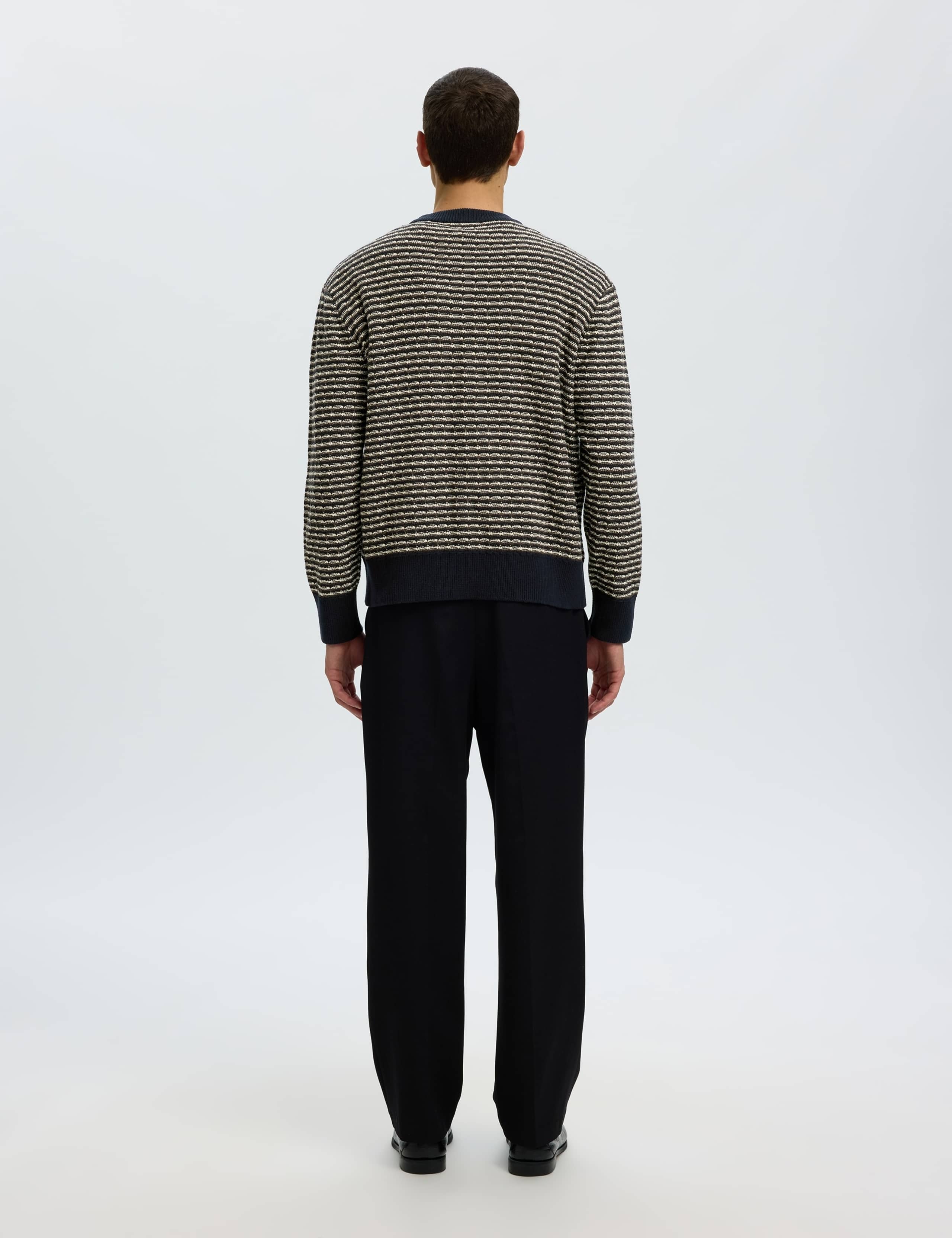 Pure Cotton Striped Structured Crew Neck Jumper 3 of 5