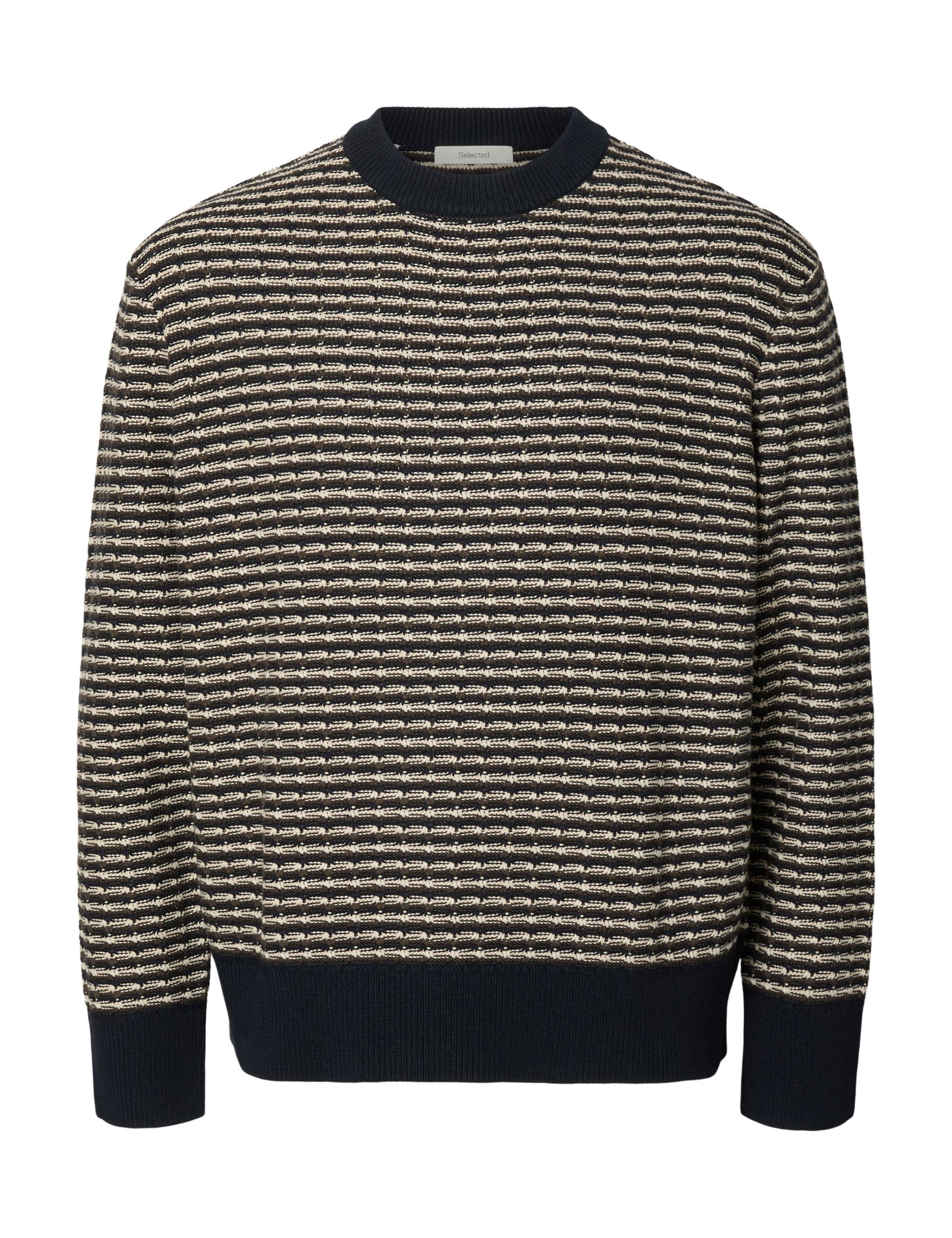 Pure Cotton Striped Structured Crew Neck Jumper 4 of 5