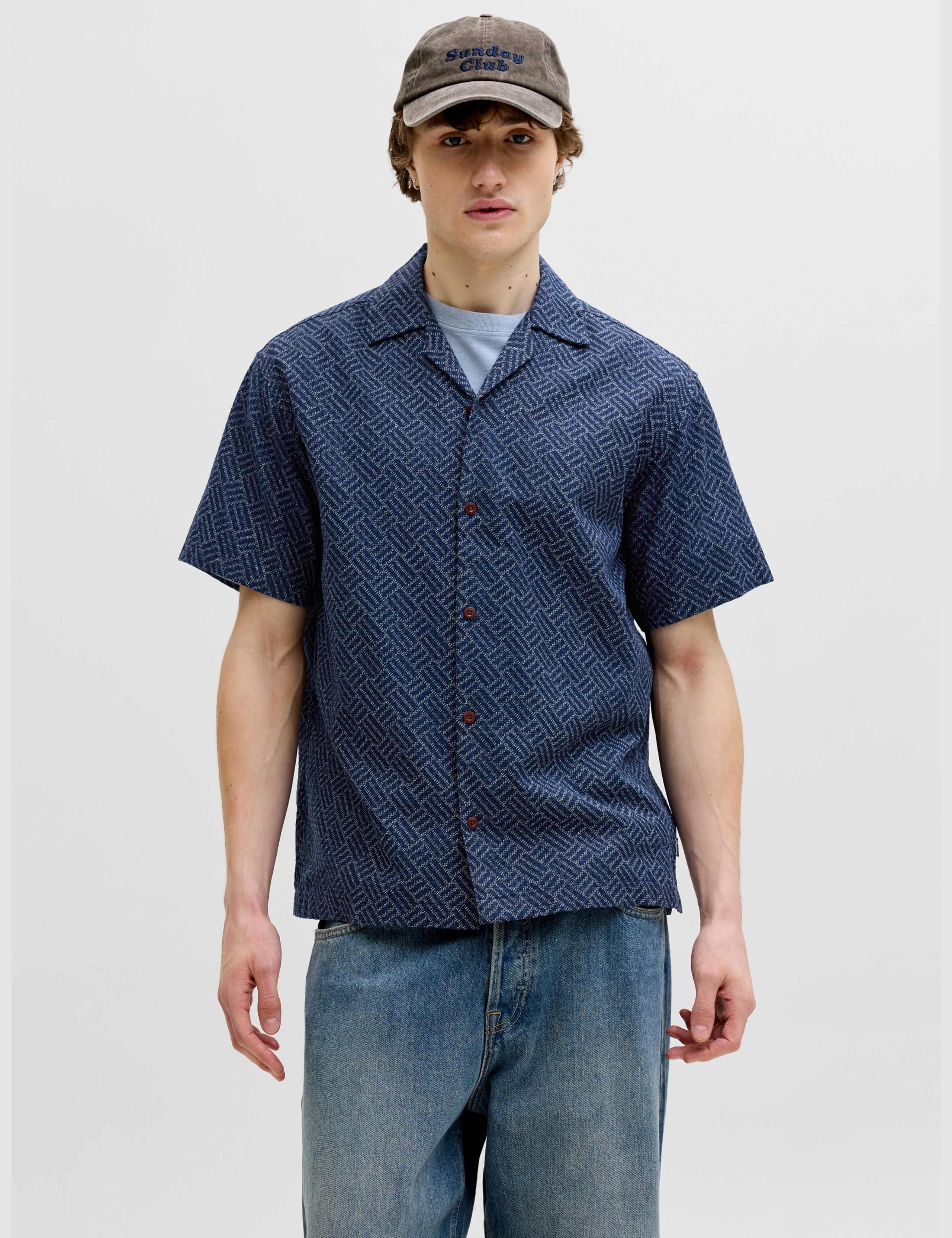 Relaxed Fit Pure Cotton Geometric Short Sleeve Shirt 1 of 1