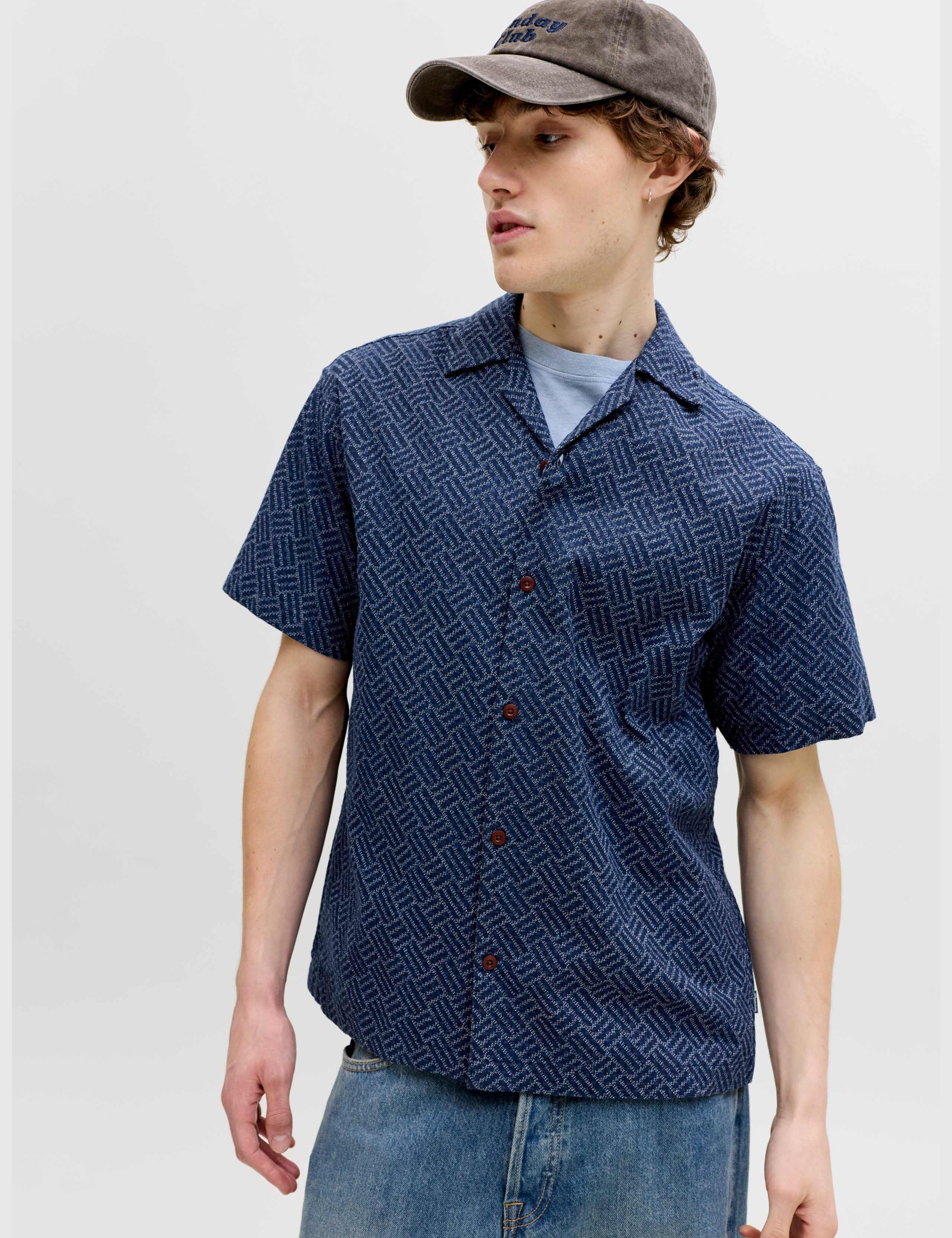 Relaxed Fit Pure Cotton Geometric Short Sleeve Shirt 2 of 6