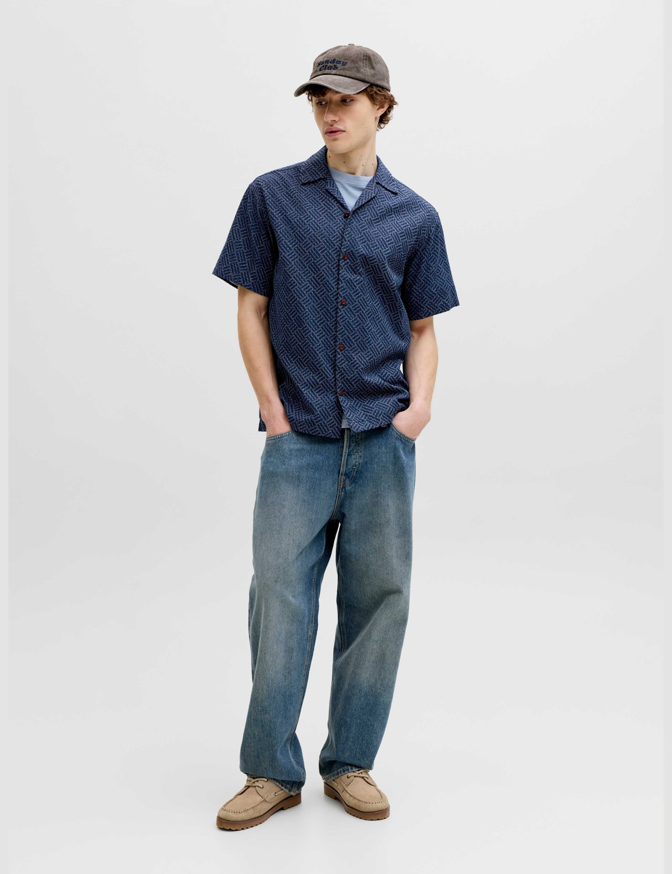 Relaxed Fit Pure Cotton Geometric Short Sleeve Shirt 3 of 6