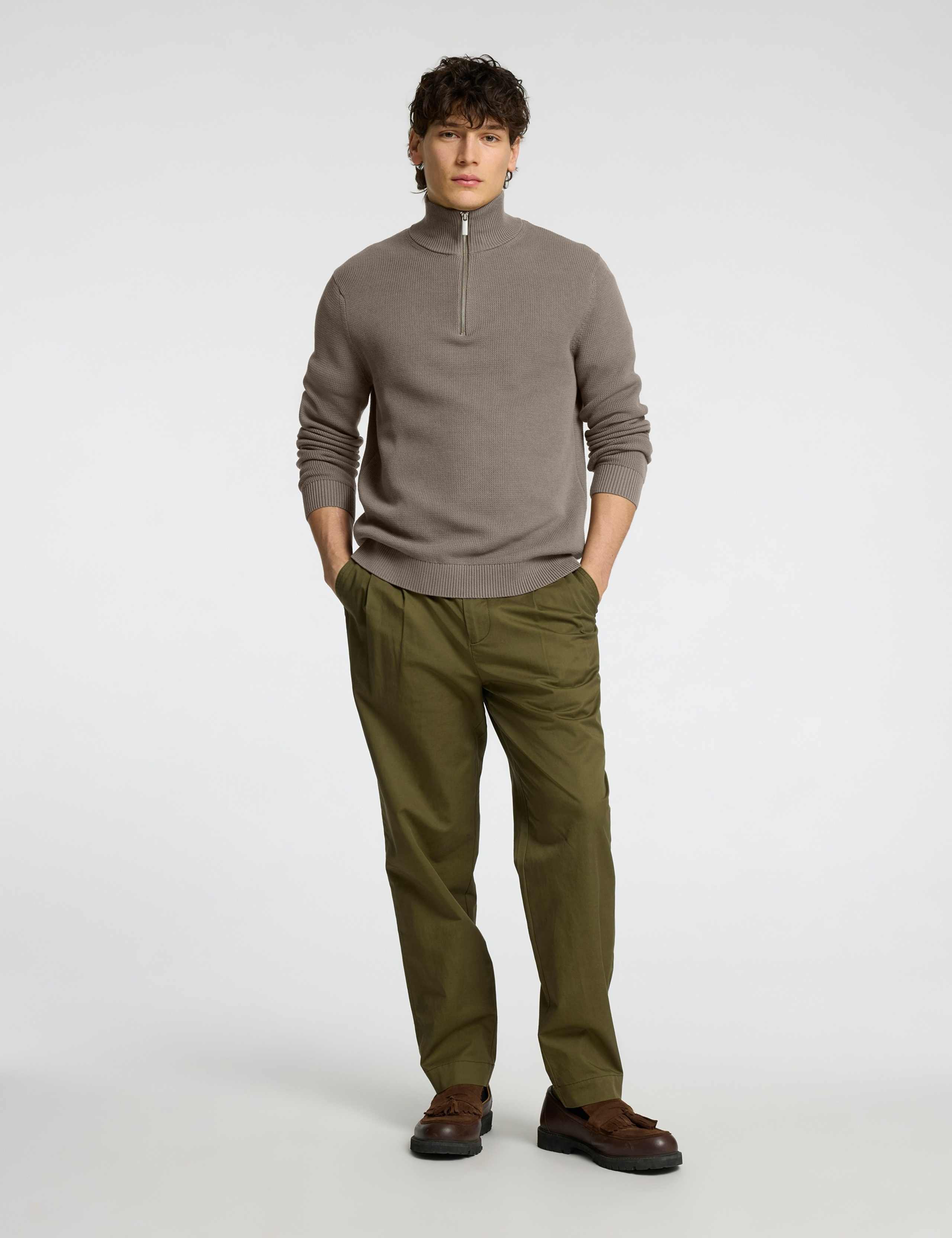 Pure Cotton Textured Half Zip Jumper 2 of 6
