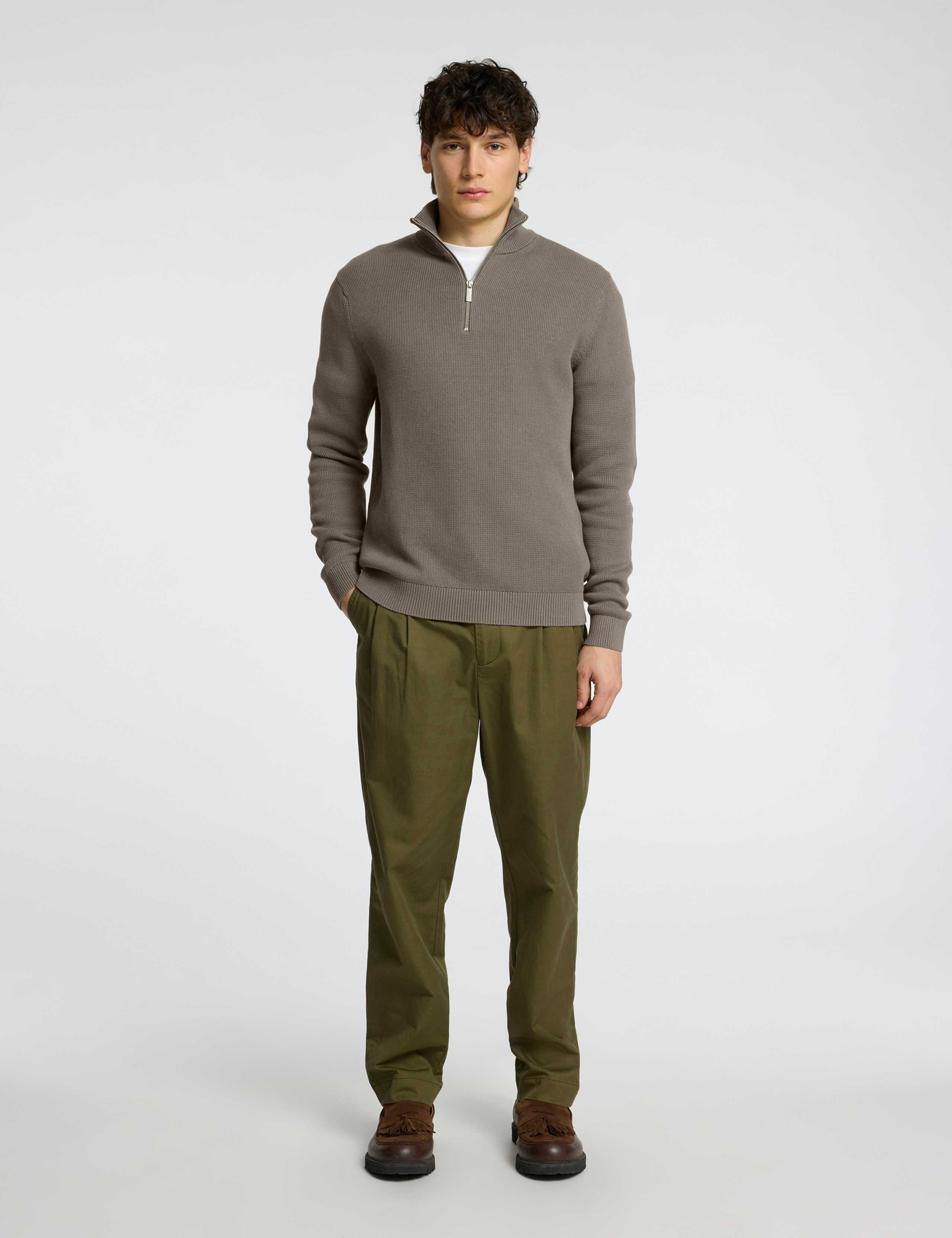 Pure Cotton Textured Half Zip Jumper 4 of 6