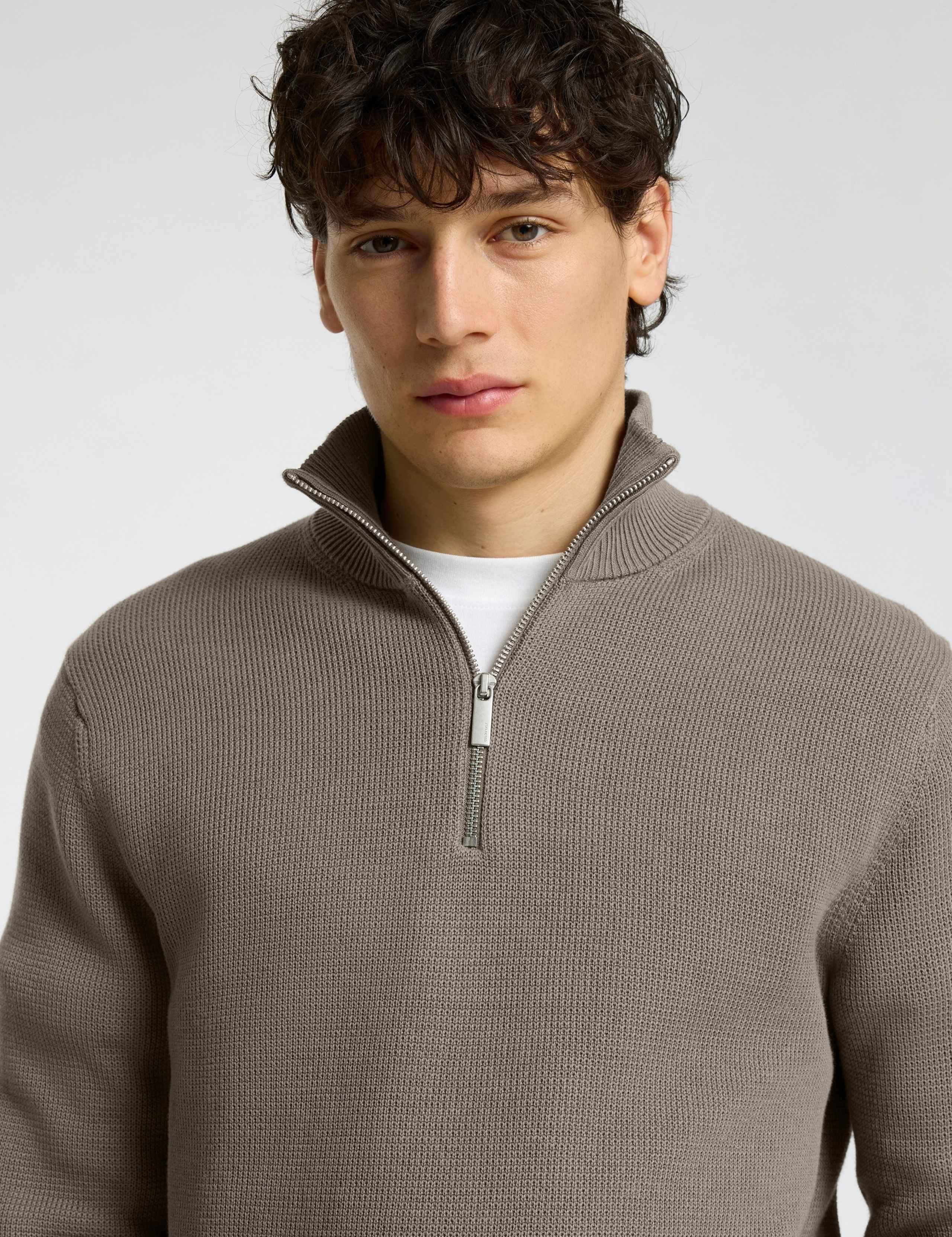 Pure Cotton Textured Half Zip Jumper 5 of 6