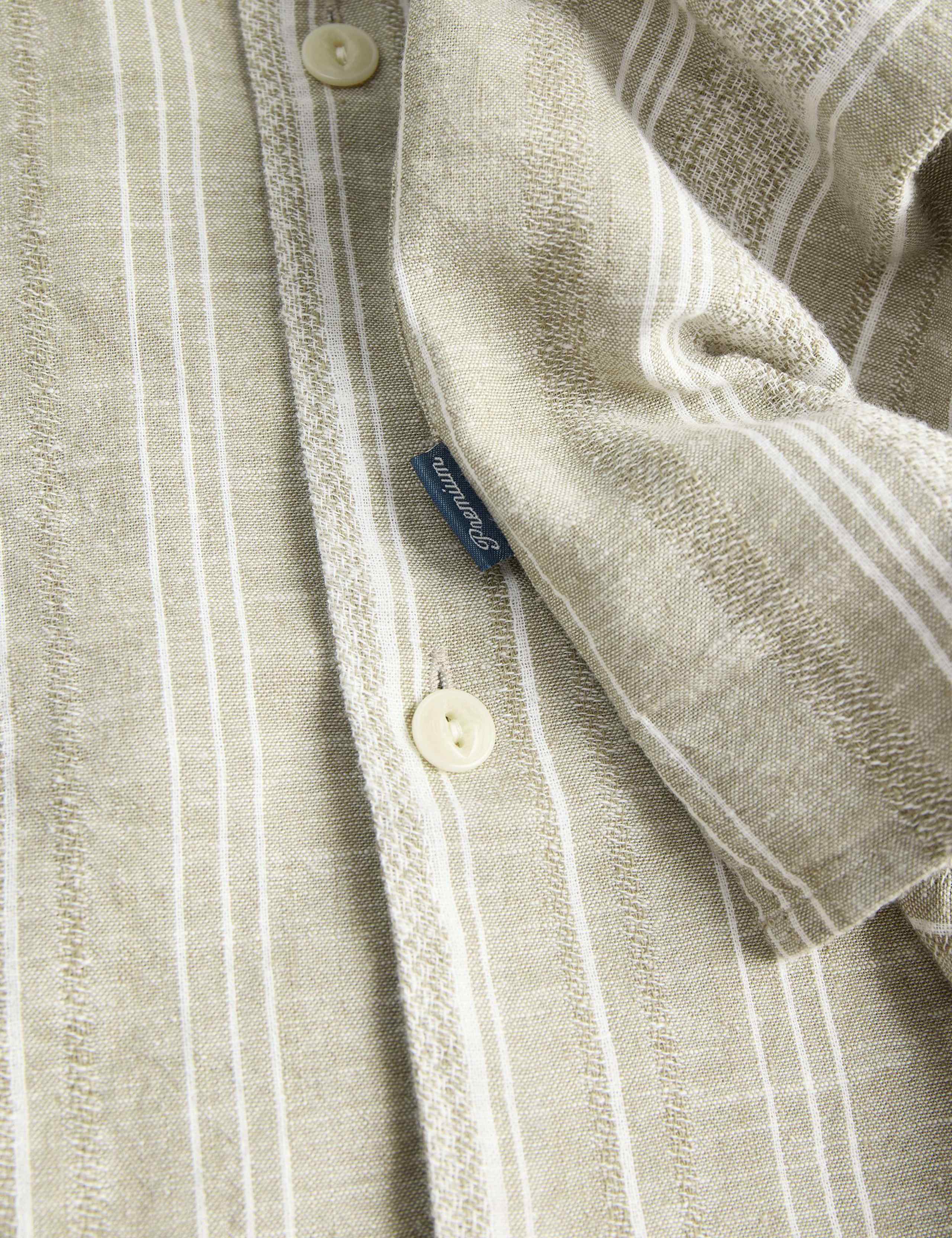 Relaxed Fit Cotton Linen Blend Striped Short Sleeve Shirt 3 of 4