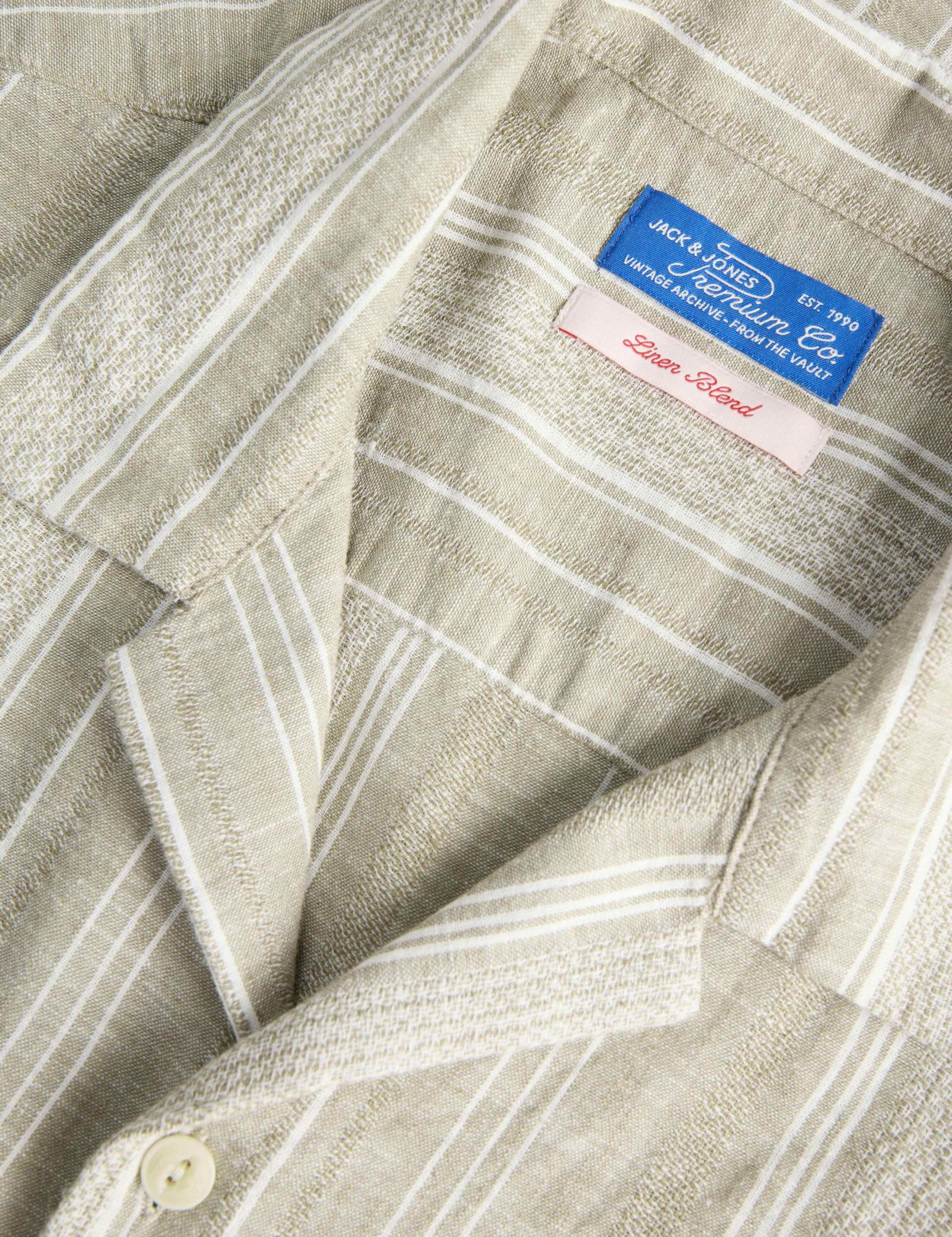 Relaxed Fit Cotton Linen Blend Striped Short Sleeve Shirt 4 of 4