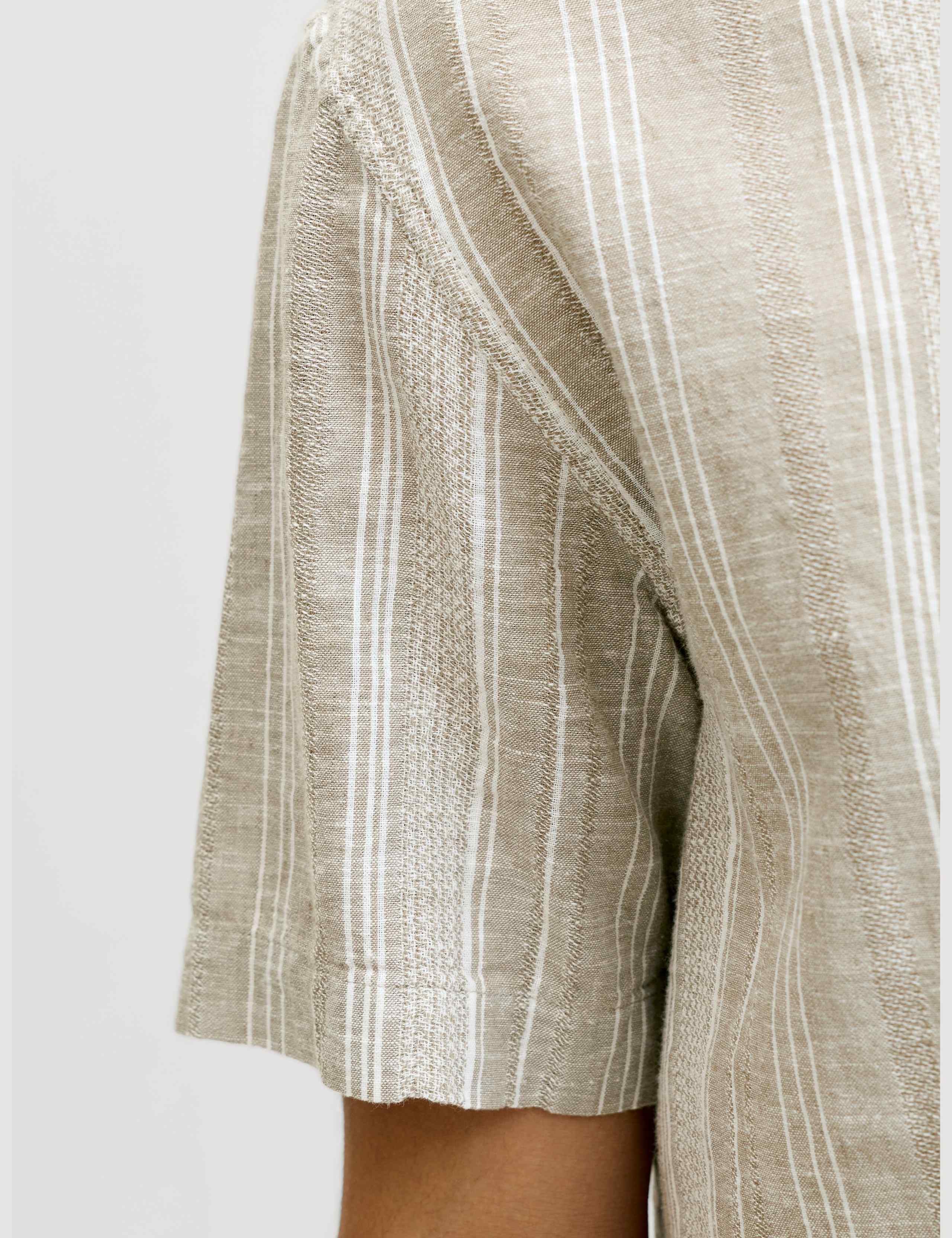 Relaxed Fit Cotton Linen Blend Striped Short Sleeve Shirt 5 of 8
