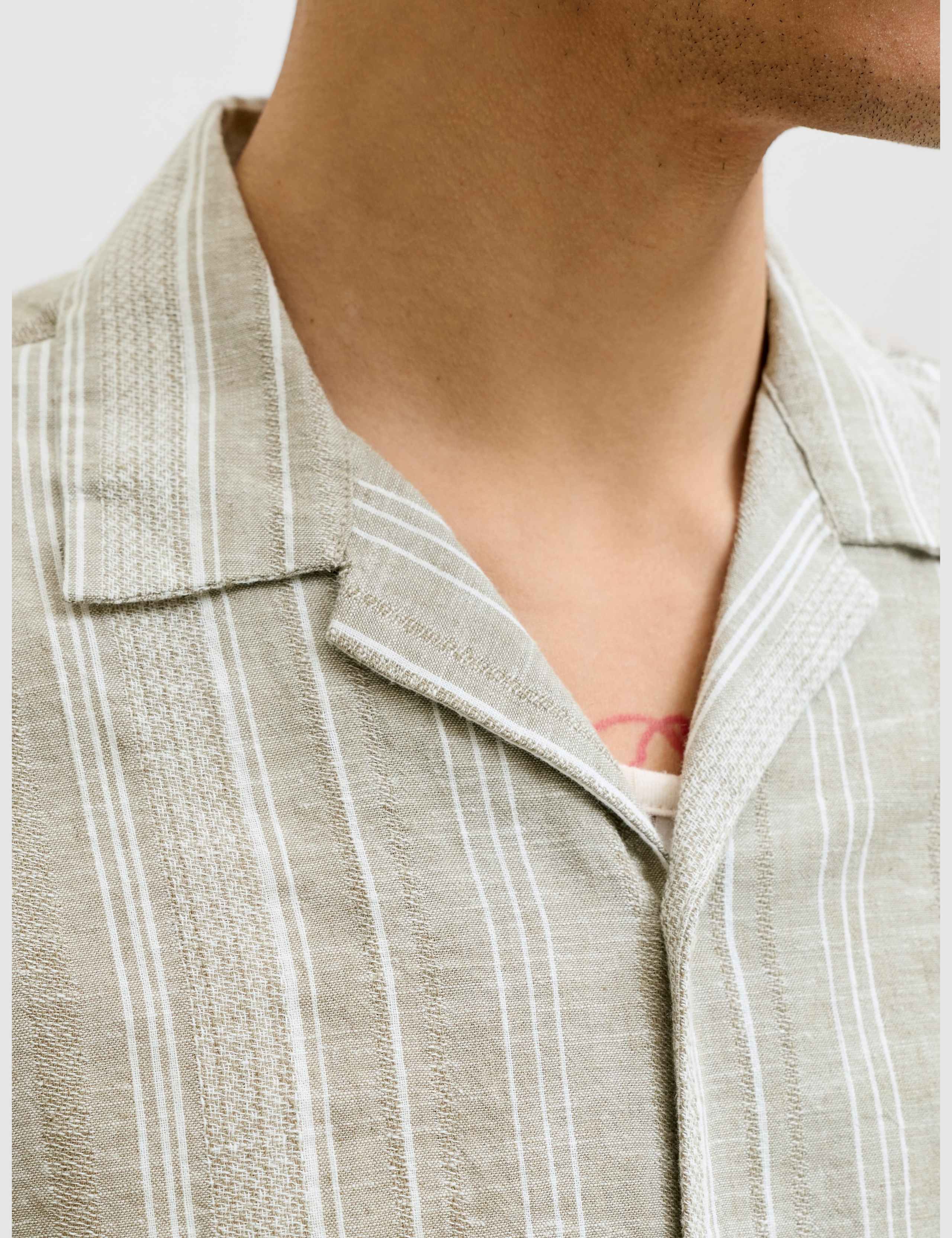 Relaxed Fit Cotton Linen Blend Striped Short Sleeve Shirt 6 of 8
