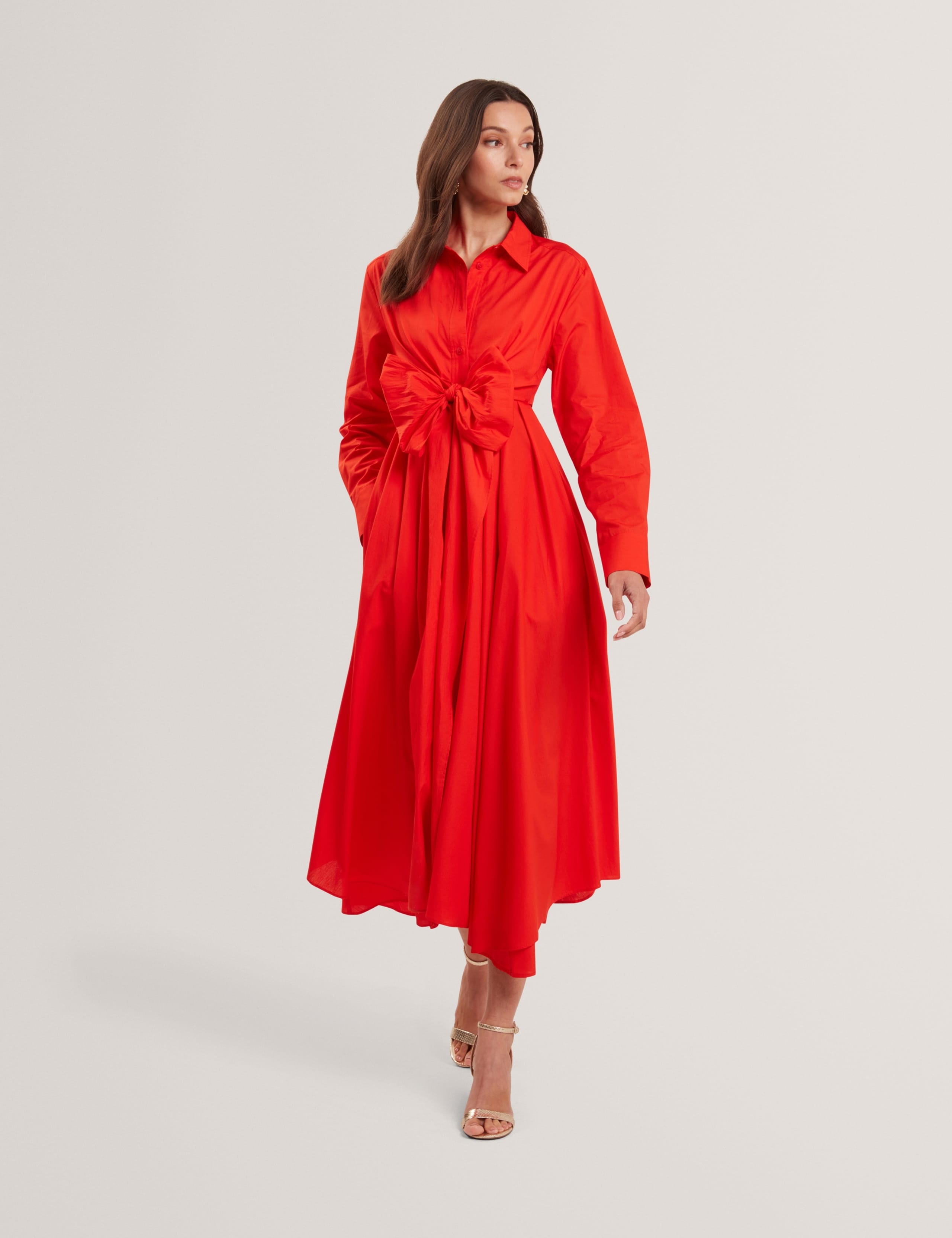 Pure Cotton Wrap Shirt Midi Dress 1 of 7