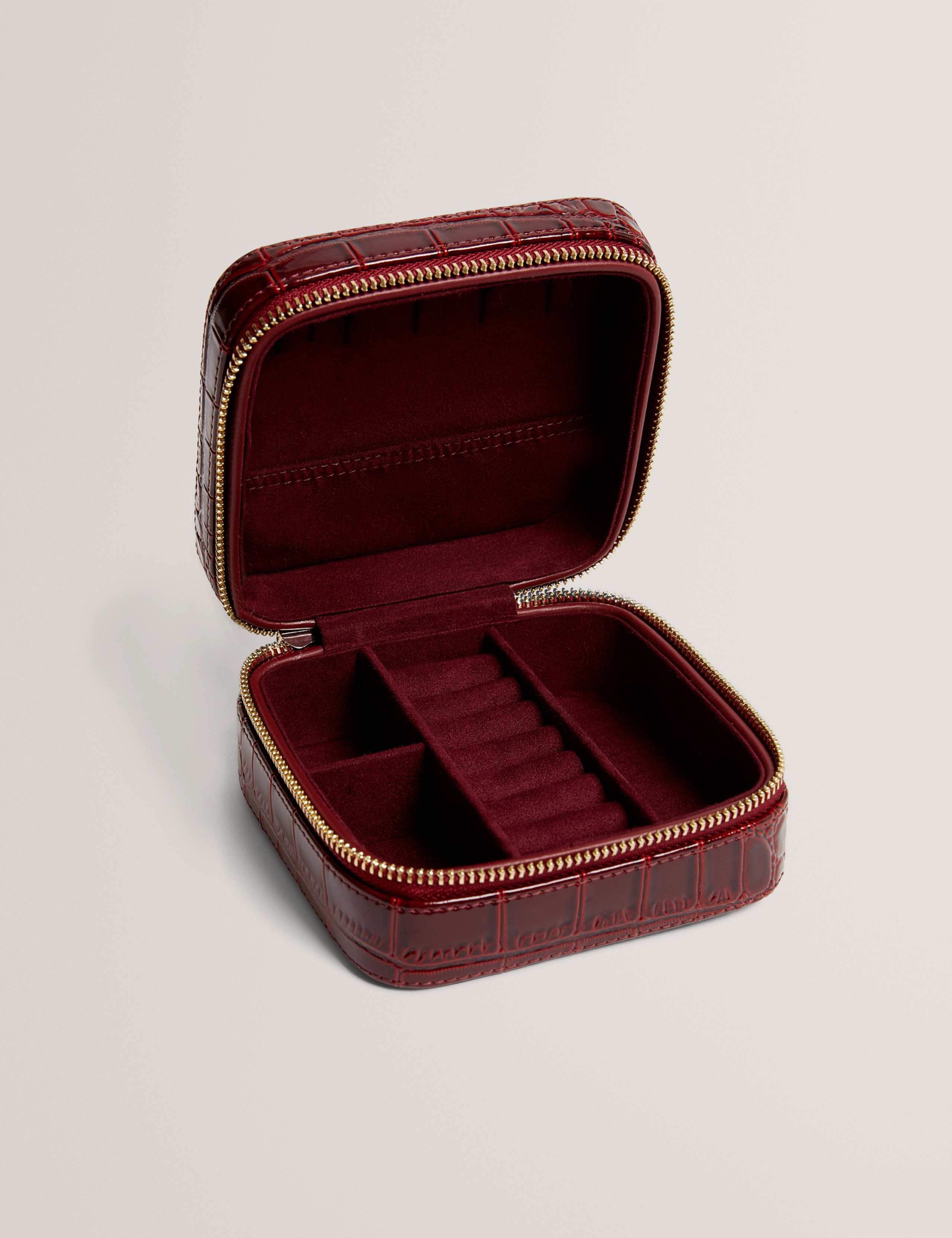 Croc Effect Zip Around Jewellery Case 2 of 4