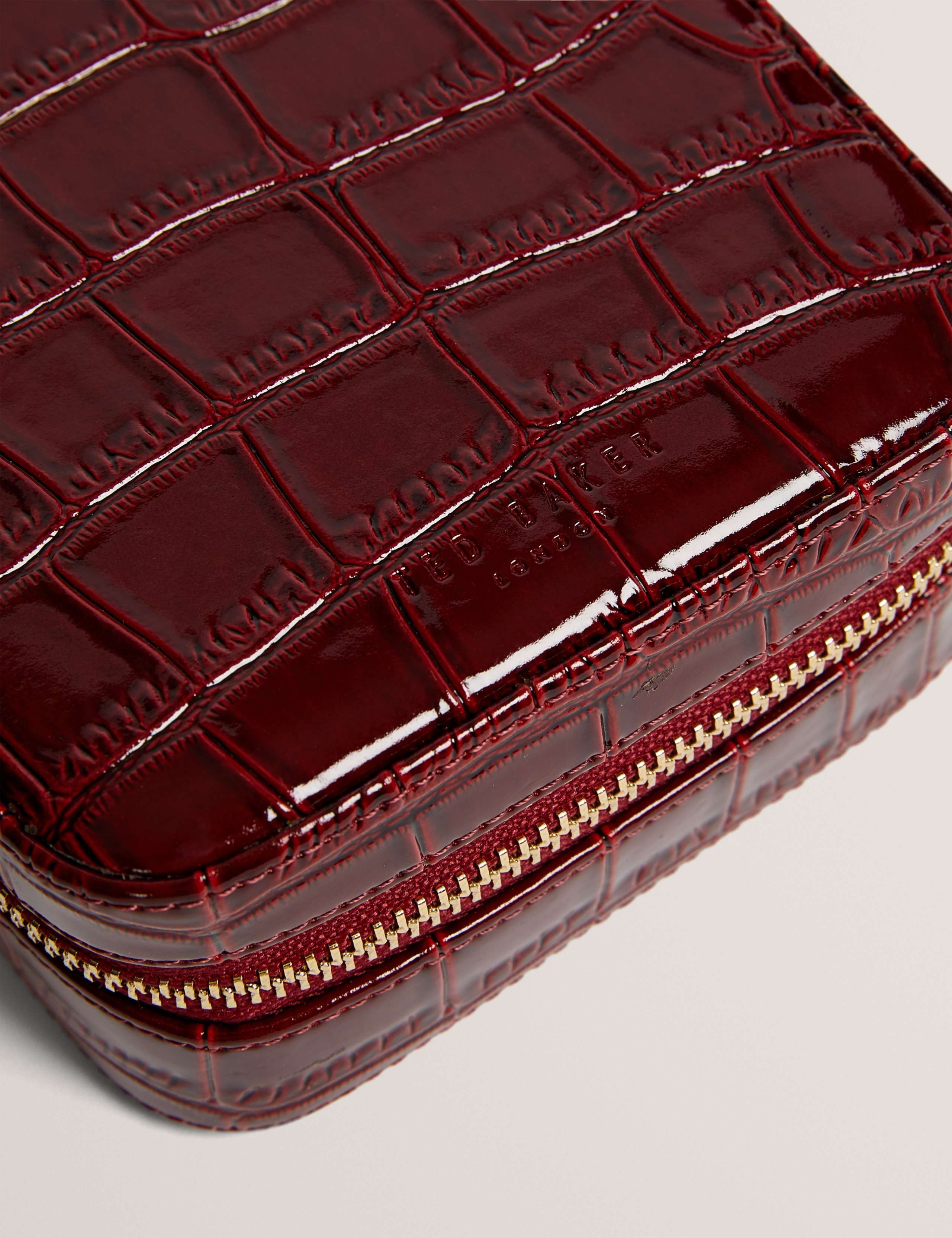 Croc Effect Zip Around Jewellery Case 4 of 4