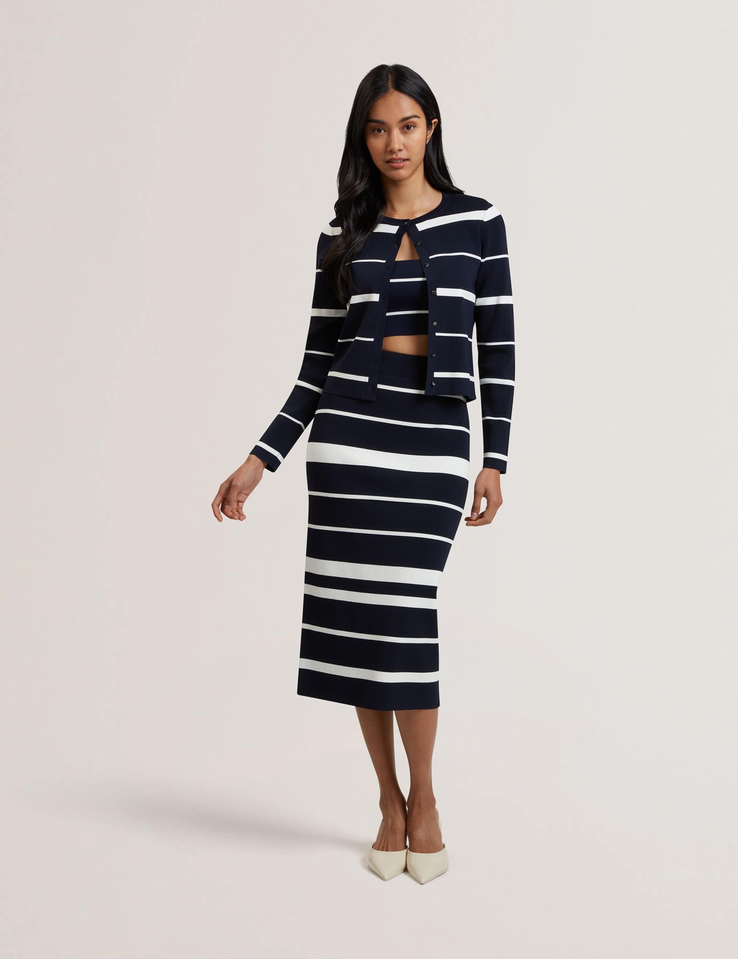 Striped Crew Neck Cardigan 3 of 5