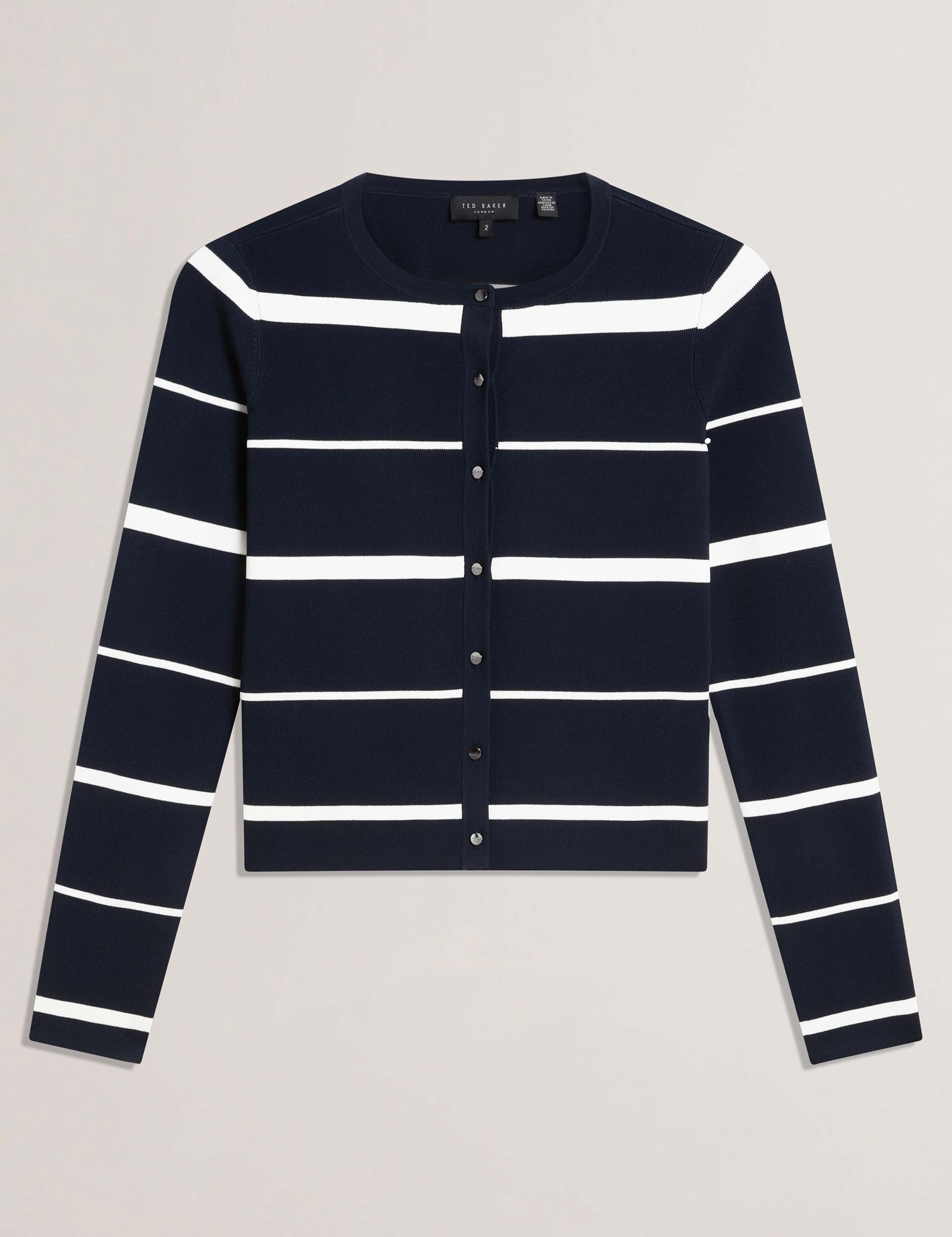 Striped Crew Neck Cardigan 2 of 5
