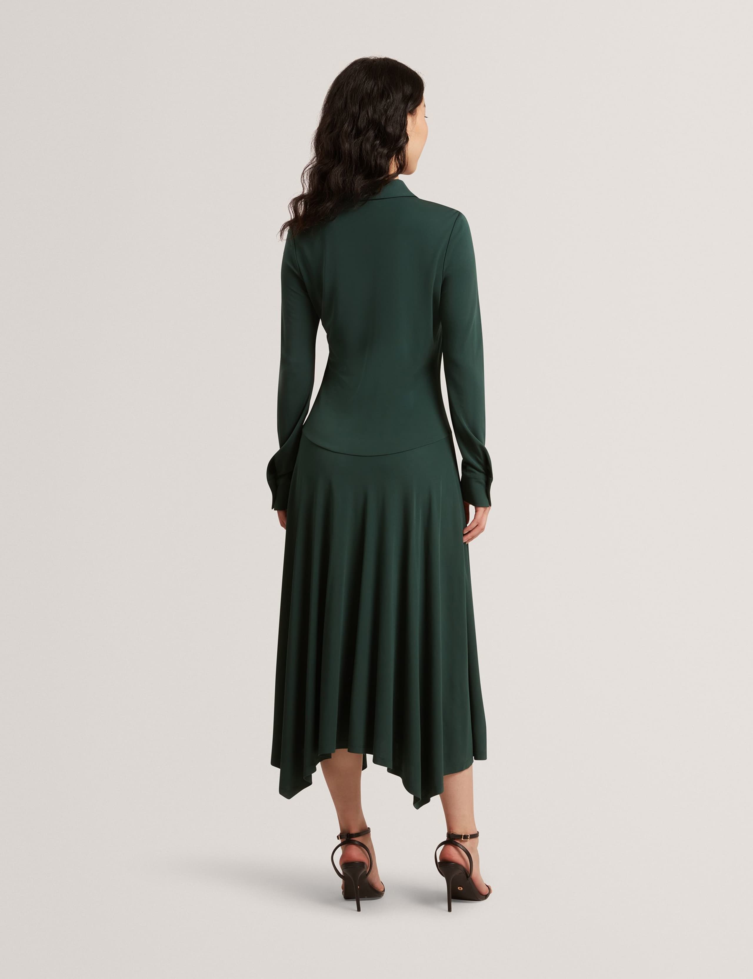 Crepe Collared Midi Dress 3 of 7