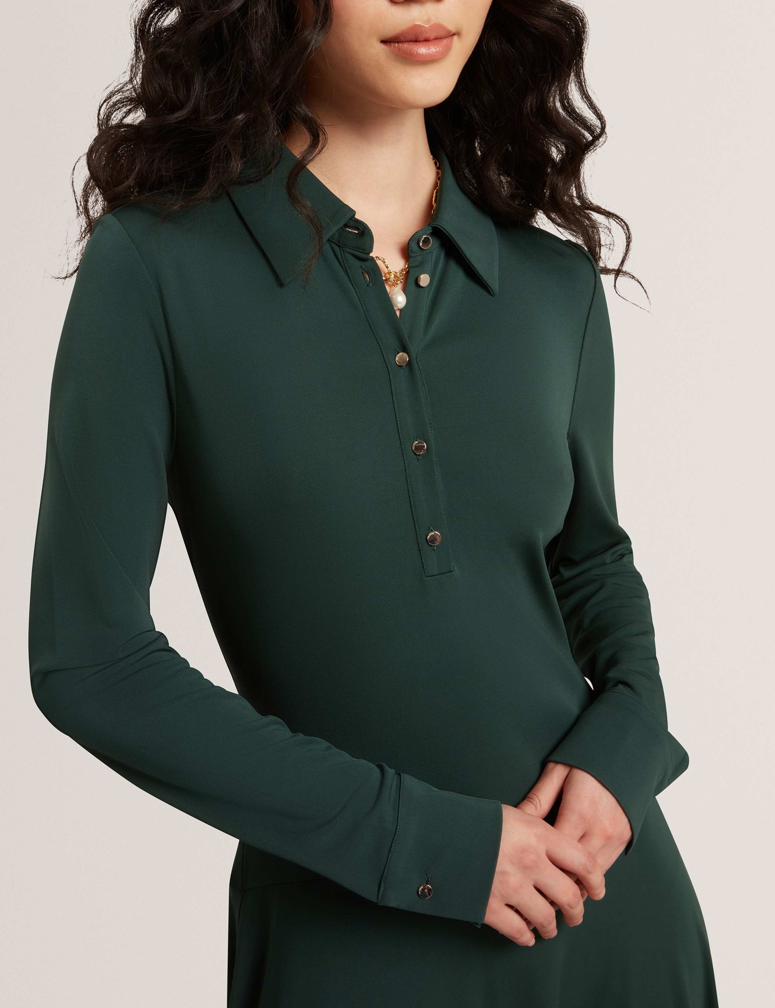 Crepe Collared Midi Dress 6 of 7
