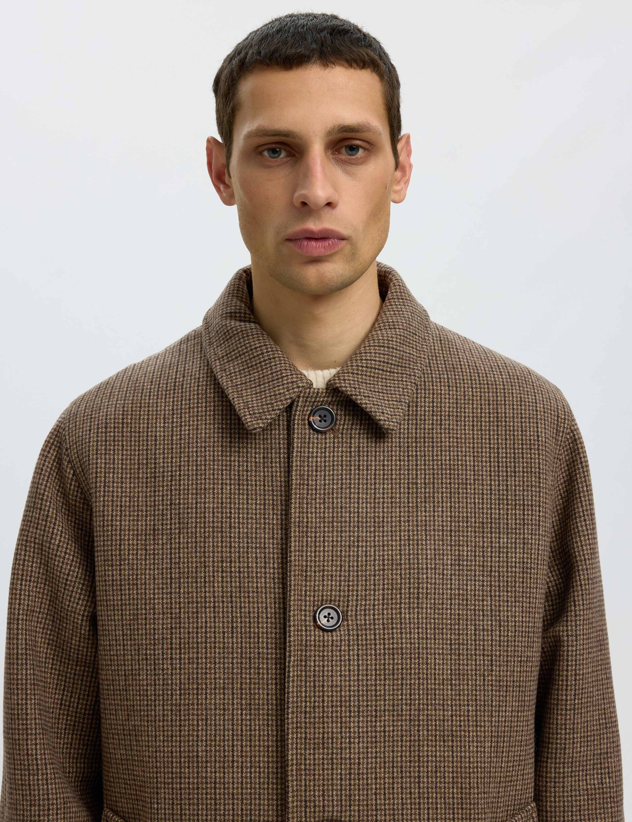 Wool Blend Checked Car Coat 6 of 6