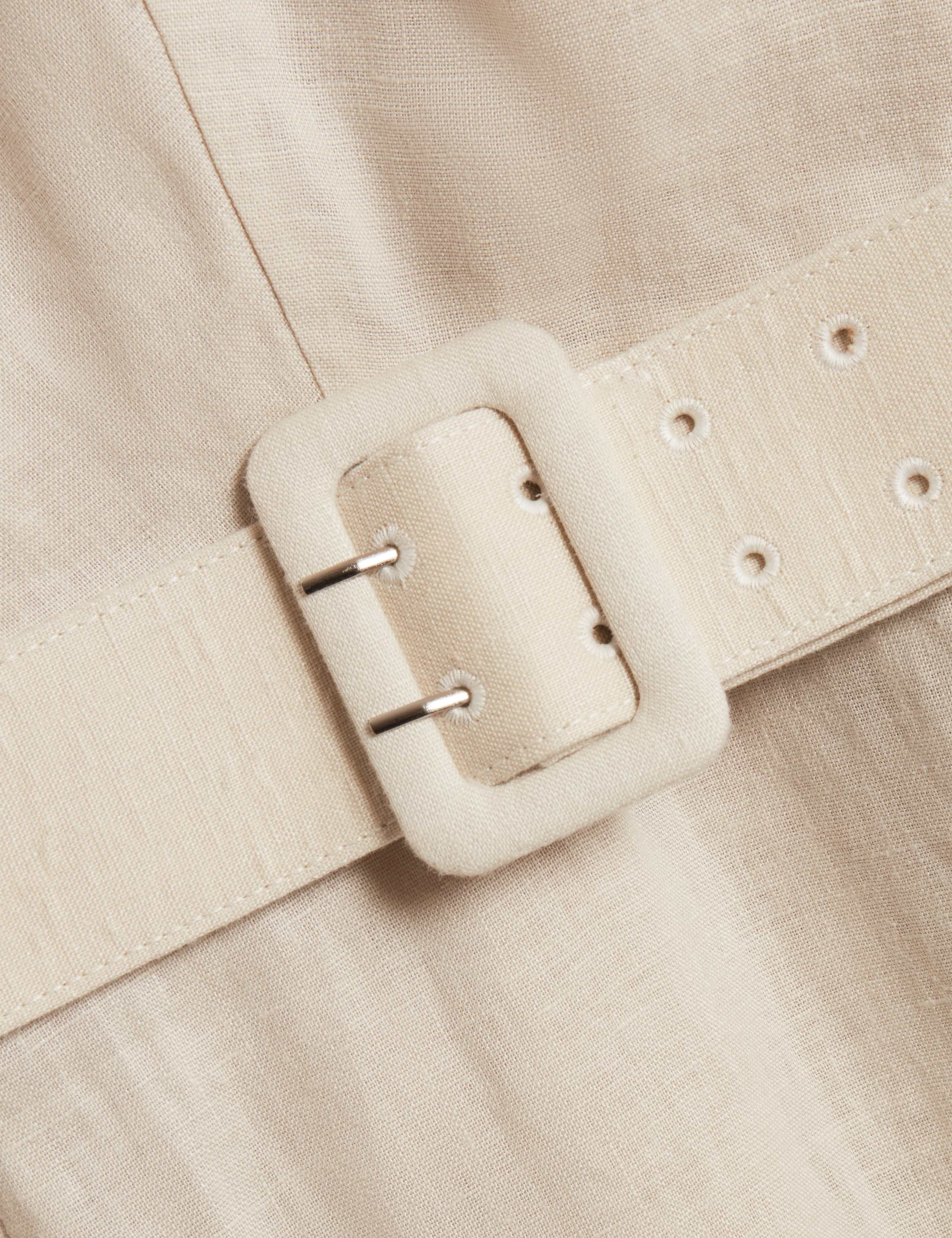 Belted Puff Sleeve Midi Tailored Dress 6 of 7