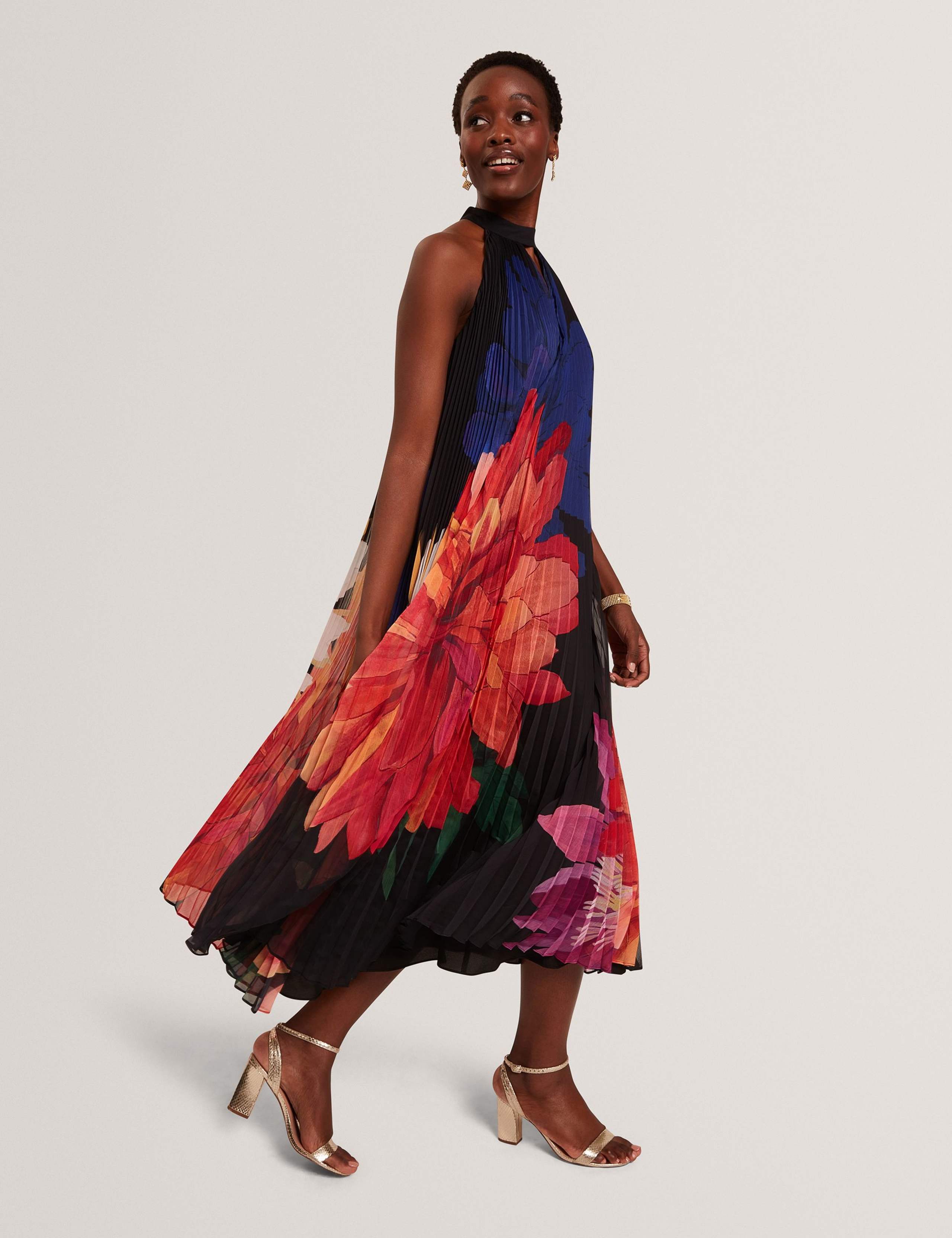 Floral Halter Neck Midi Column Dress 3 of 8