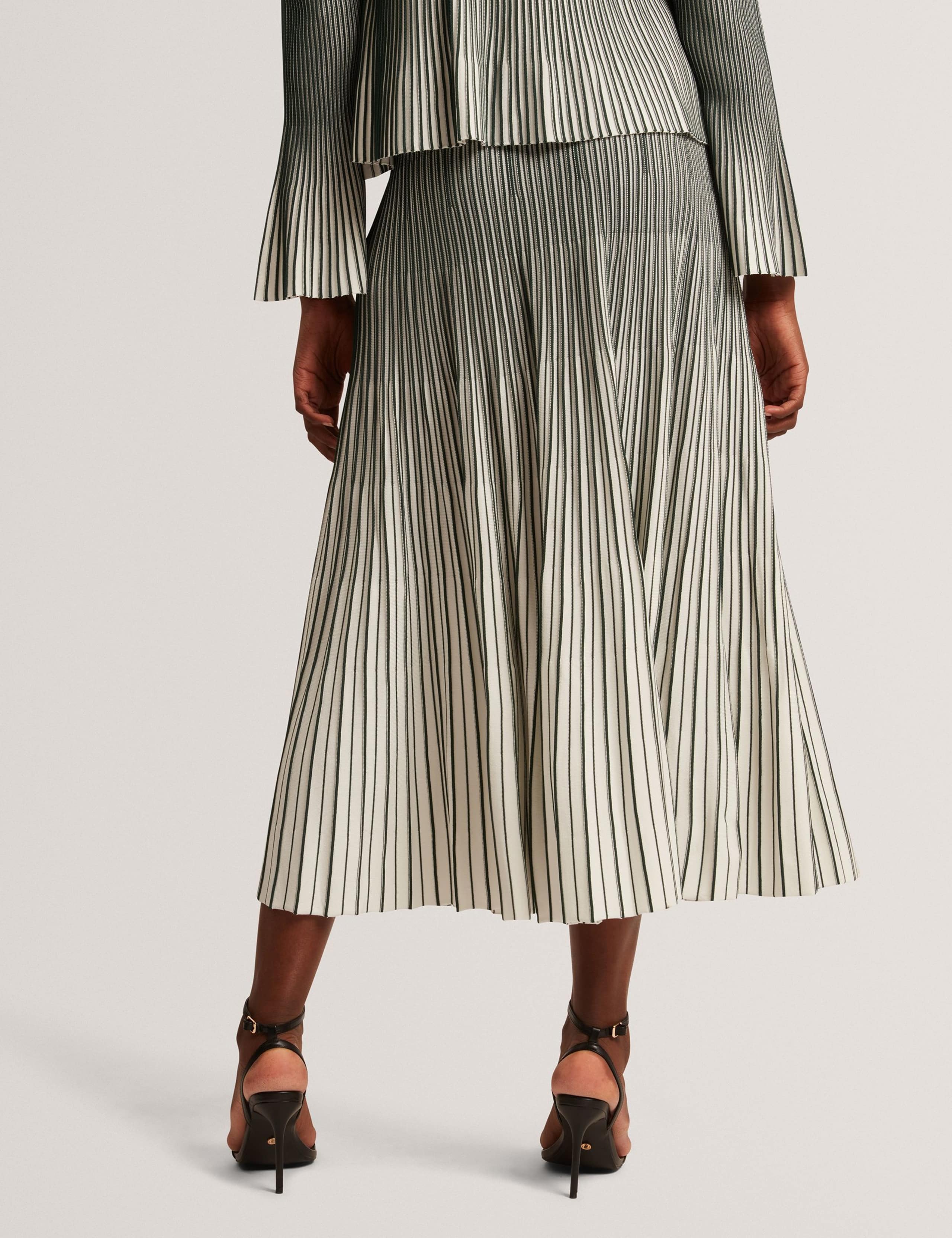 Textured Striped A-Line Midi Skirt 6 of 8