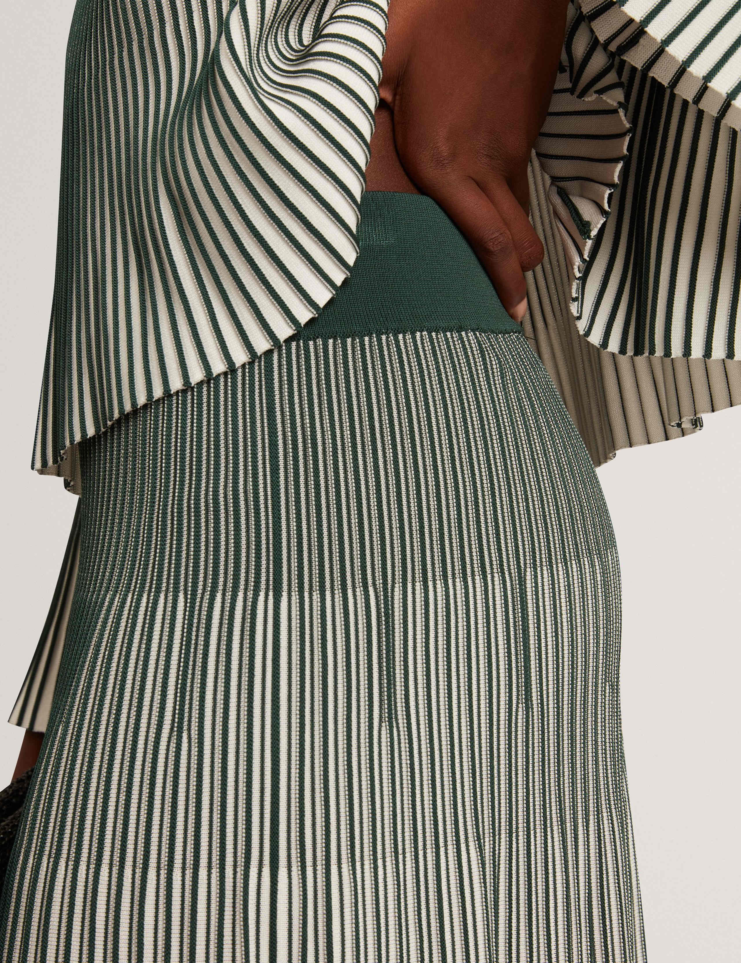 Textured Striped A-Line Midi Skirt 8 of 8