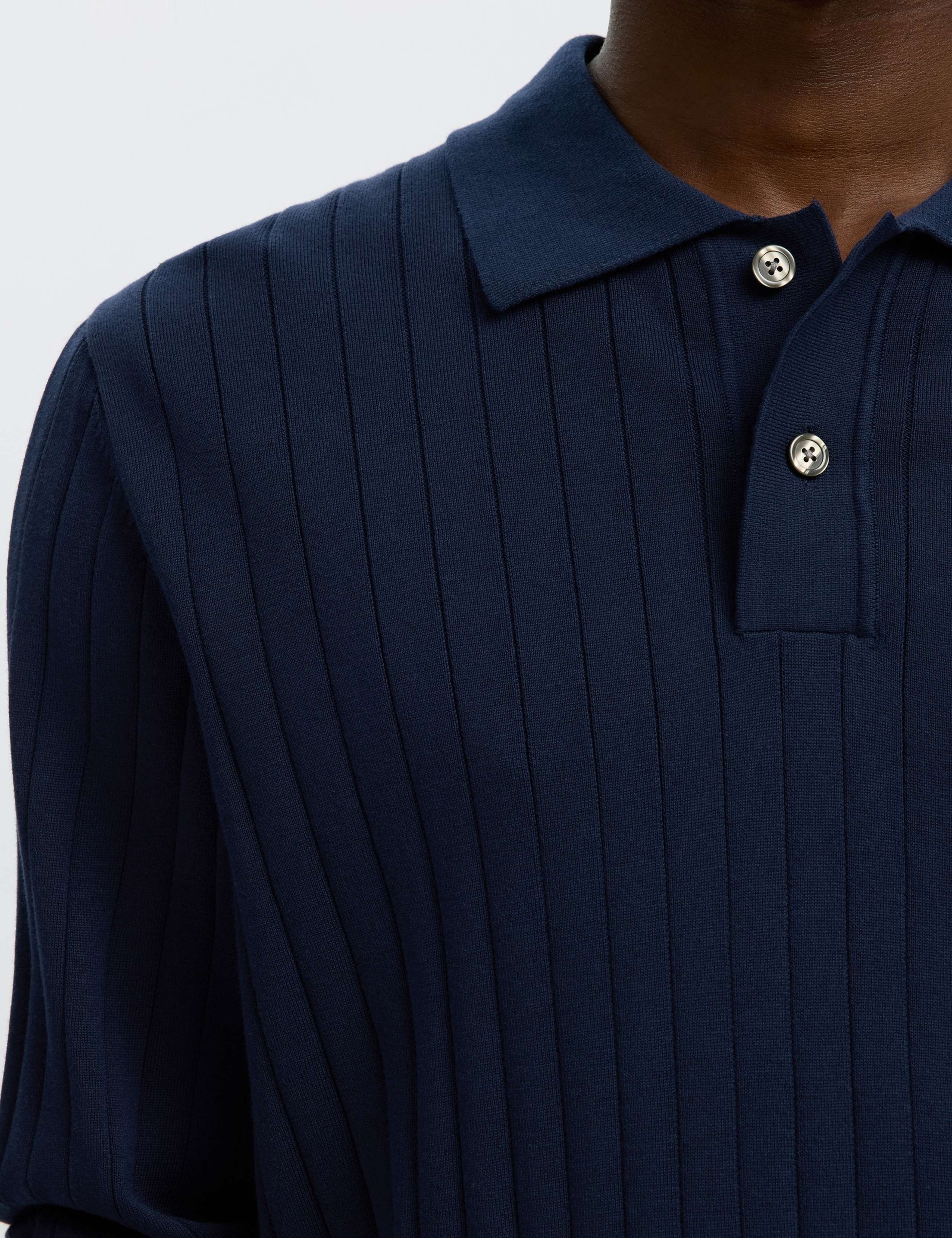Pure Cotton Ribbed Knitted Polo Shirt 5 of 5