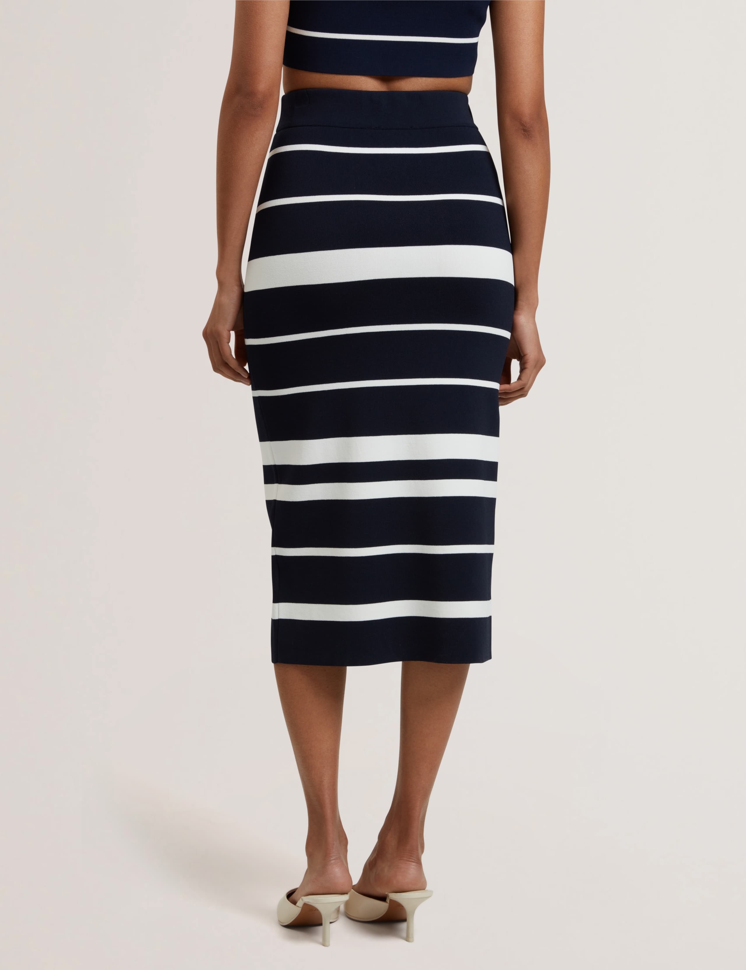 Striped Knitted Midi Bodycon Pencil Skirt 4 of 6