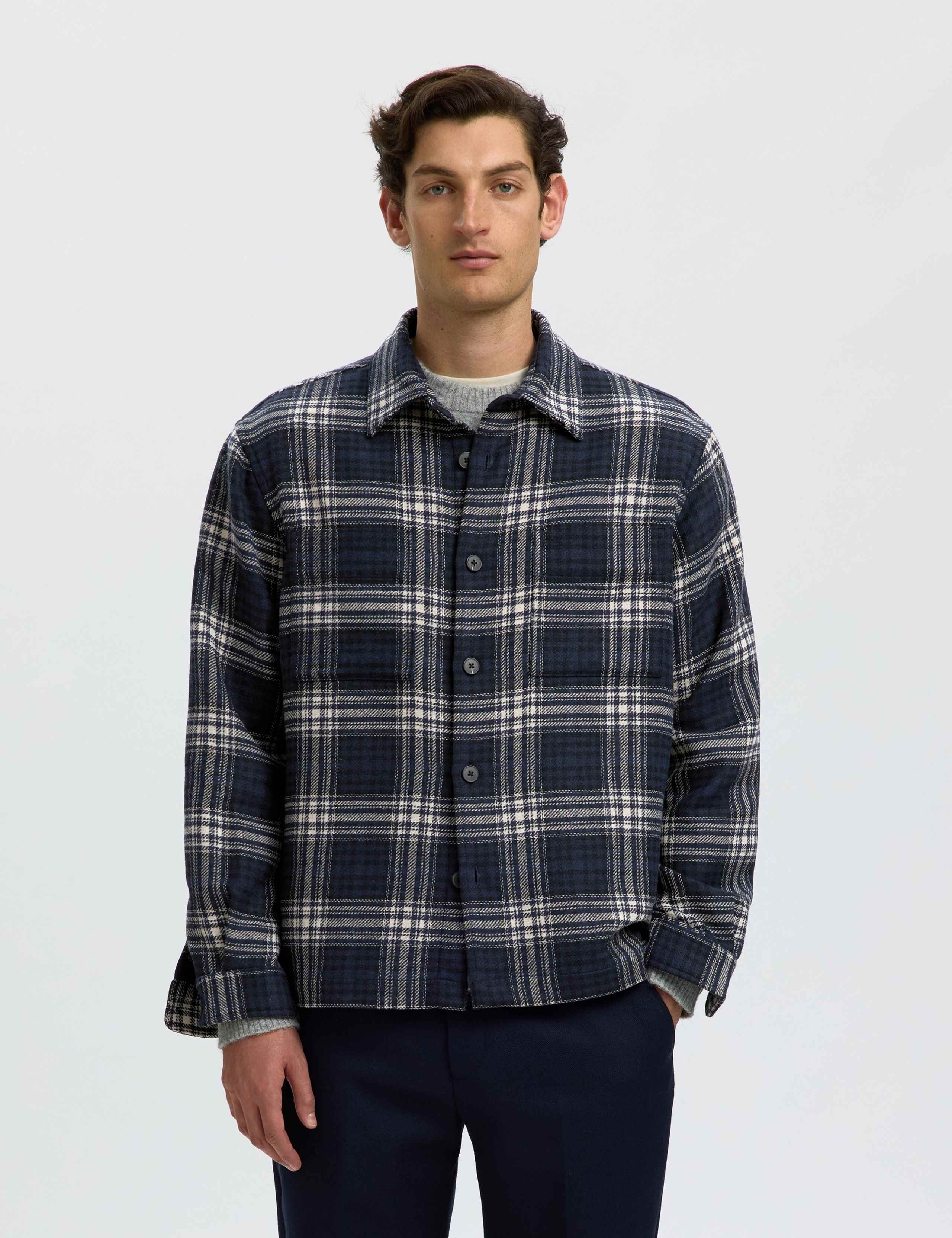 Wool Blend Checked Overshirt 1 of 5