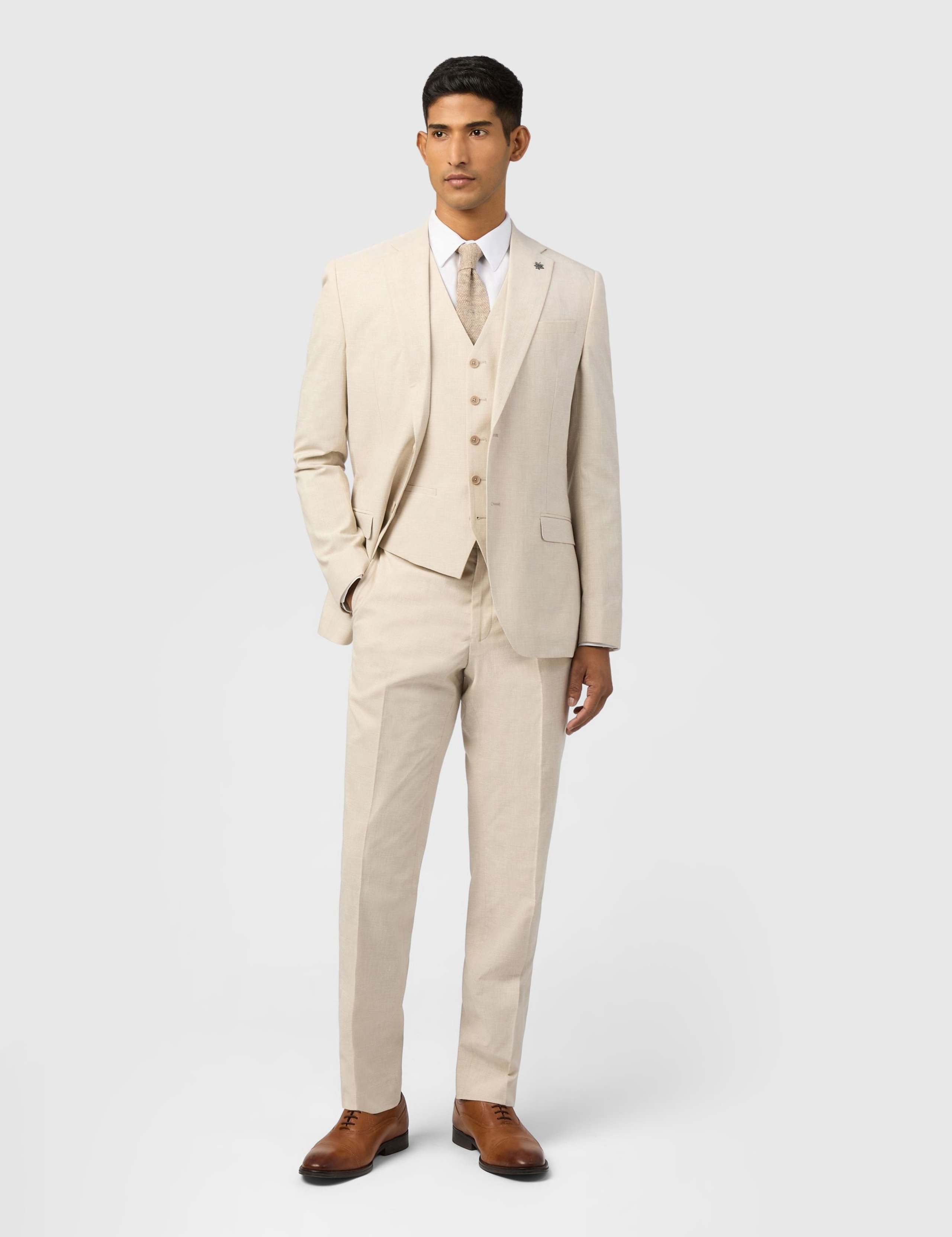 Slim Fit Linen Blend Check Suit Jacket 2 of 5