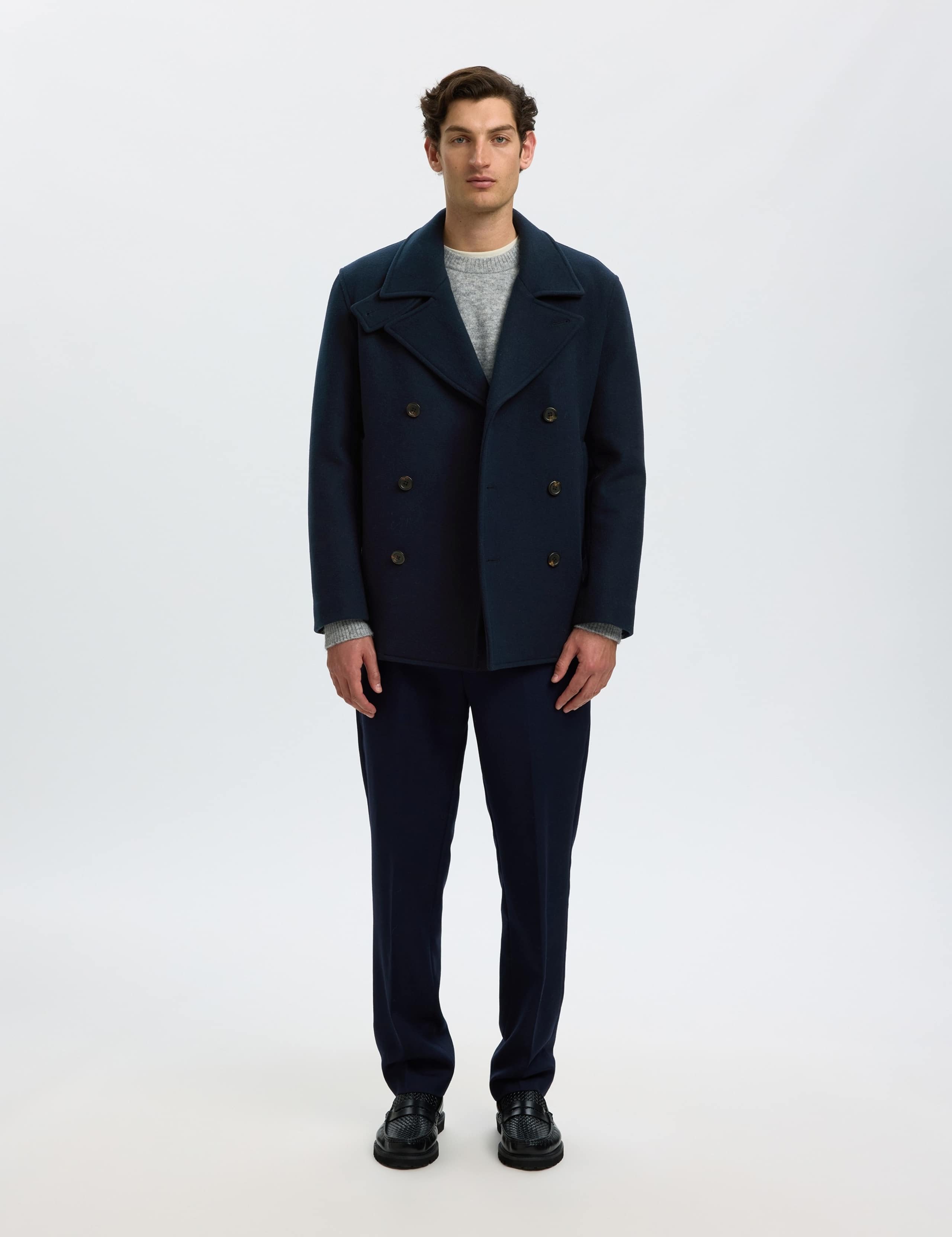 Wool Blend Double Breasted Pea Coat 2 of 6
