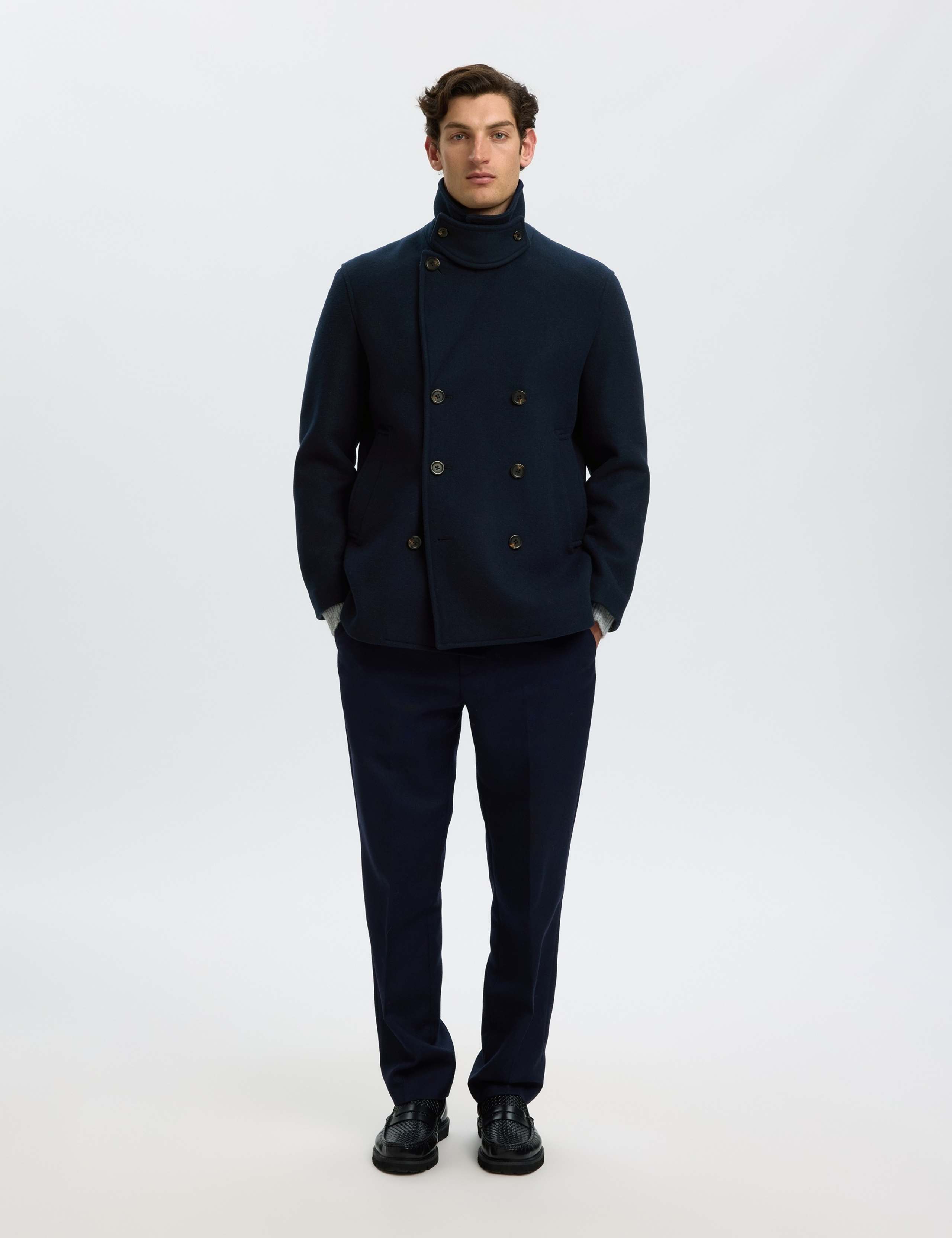 Wool Blend Double Breasted Pea Coat 4 of 6